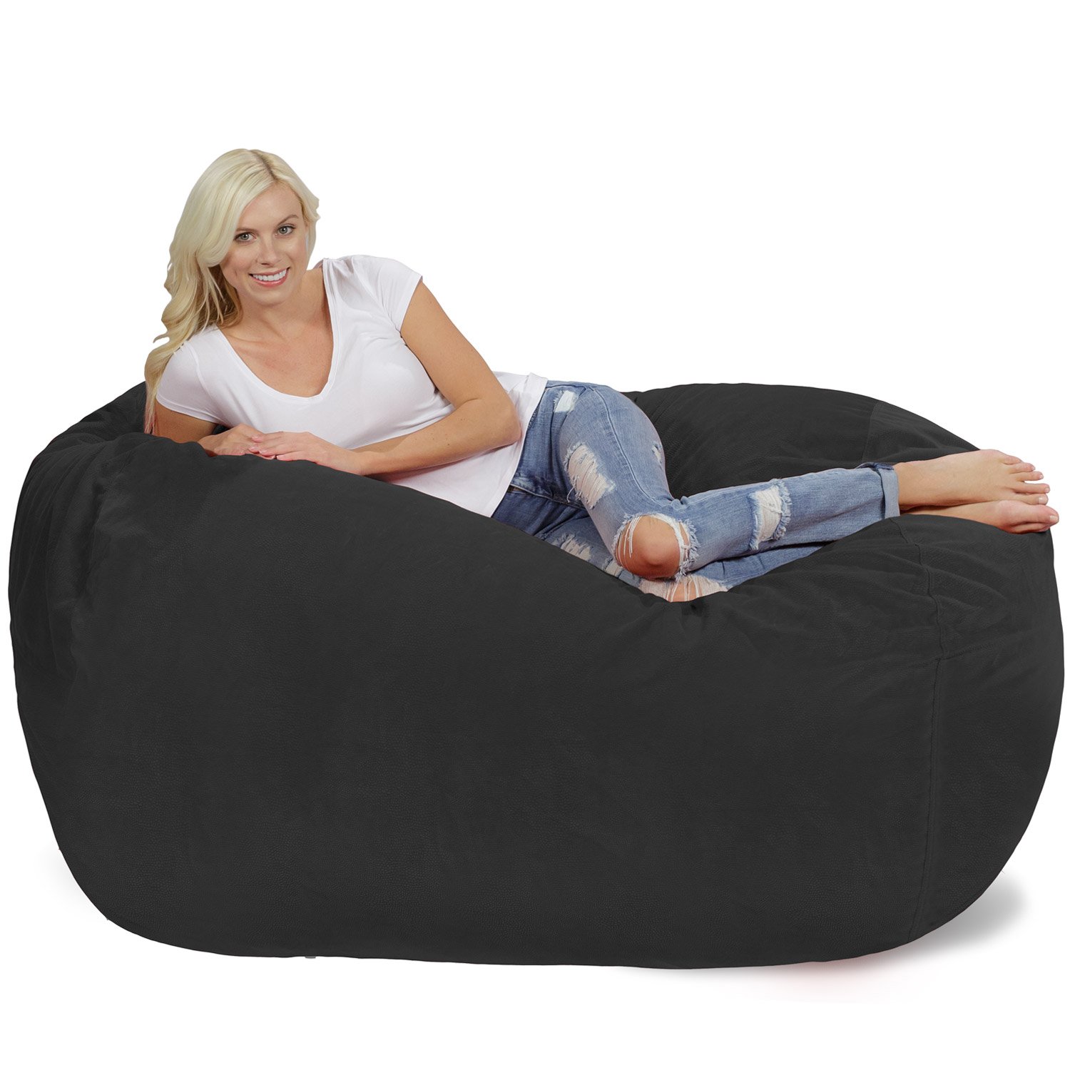 Chill Sack 6' Memory Foam Bean Bag Chair - Oversized Lounger with Soft Microfiber Cover (Dark Grey Pebble) - Perfect for Gaming, Movie Nights & Dorm Room Relaxation