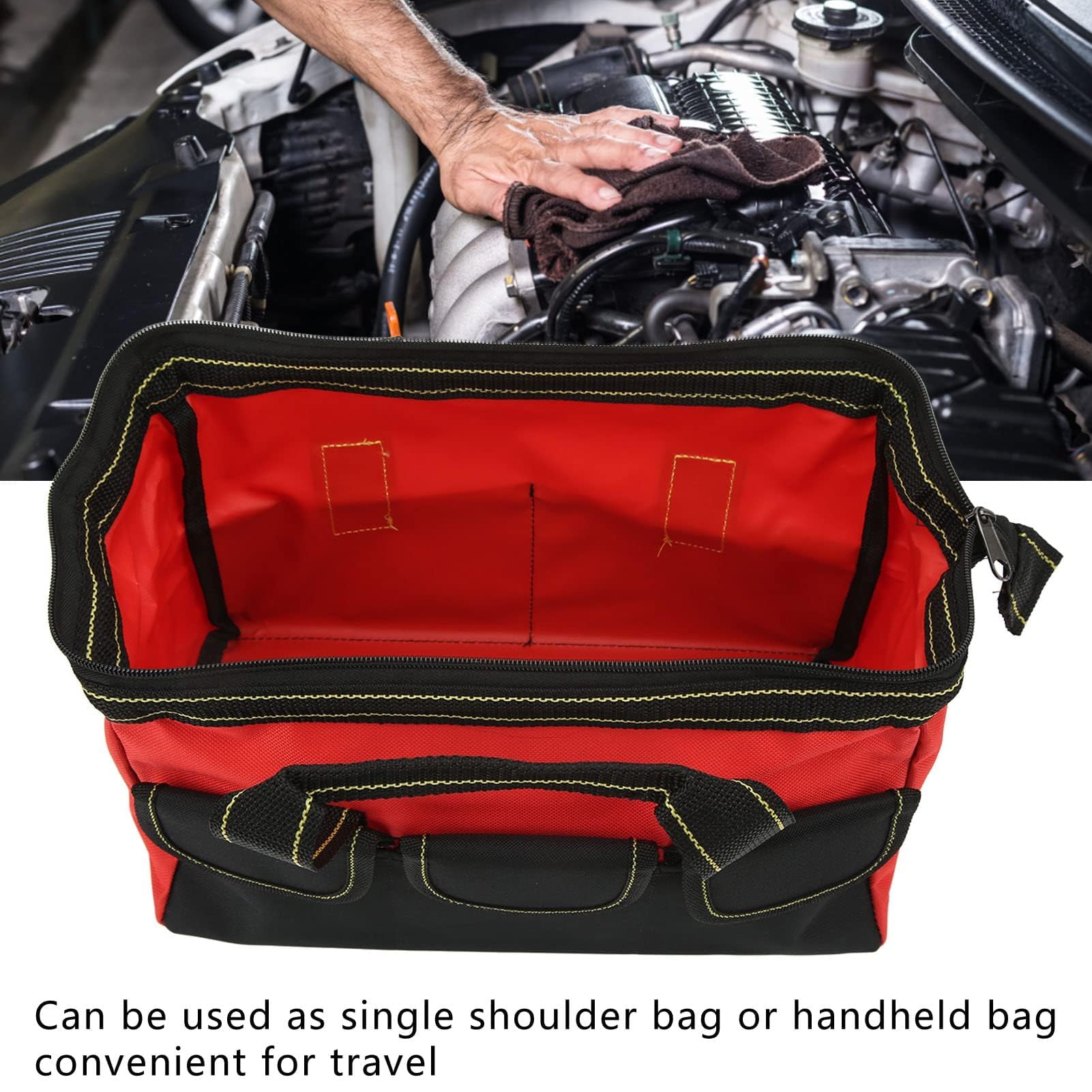 Durable 13in Waterproof Tool Storage Bag - 1680D Double Strand Oxford Cloth, Multi-Pocket Wide Mouth Organizer for Home, Workshop & DIY Tools | Perfect for Contractors, Handymen & Home Improvement Projects