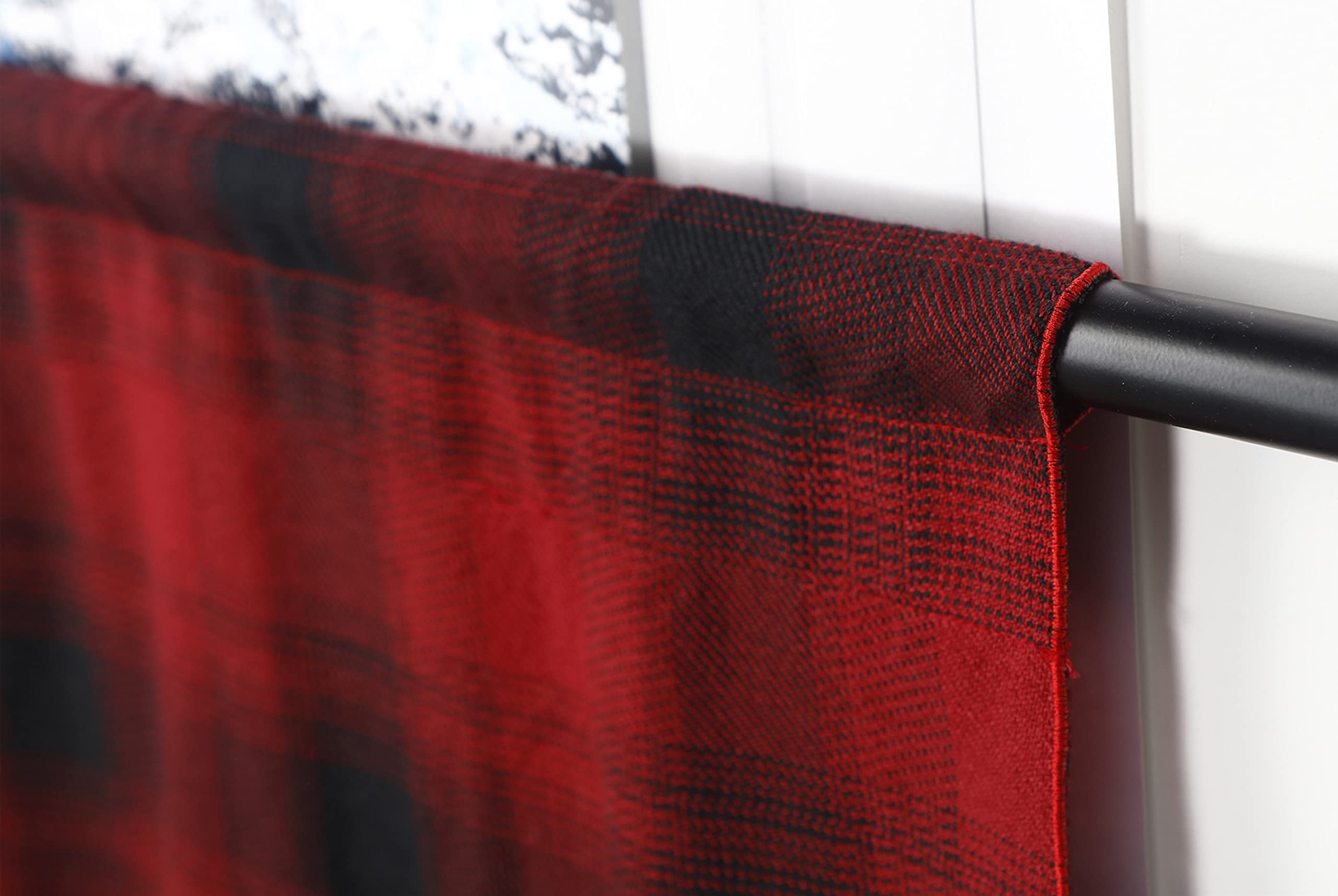 GRANDDECO 3-Piece Christmas Kitchen Curtain Set - Plaid Snowman Window Curtains with Valance for Small Windows | Rod Pocket Design for Bathroom & Kitchen Decor | Perfect for Holiday Home Styling