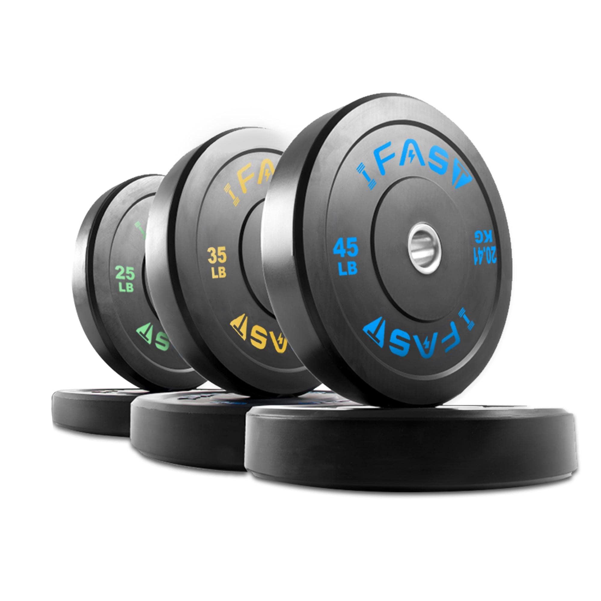 Olympic Rubber Bumper Plates 10lb-55lb Set with 2-Inch Steel Insert - Durable Weight Plates for CrossFit, Powerlifting & Home Gym Strength Training - Perfect for Deadlifts, Squats, Bench Press & Functional Fitness Workouts
