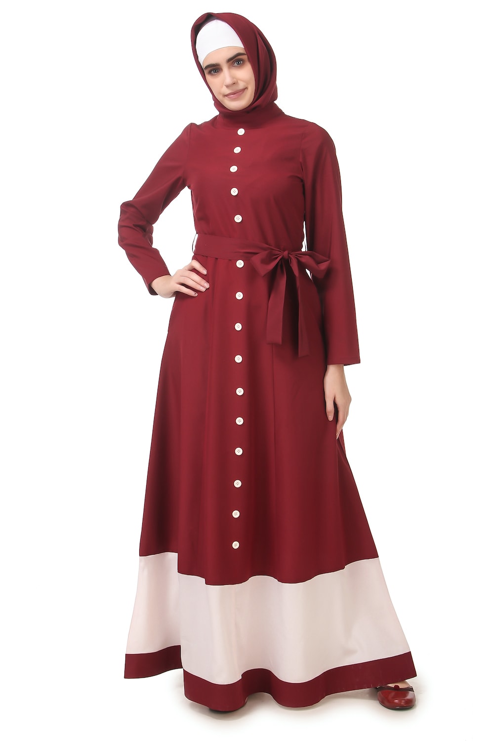 Elegant Dual Color Formal Abaya Dress for Women - Modest Islamic Prayer Dress for Mosque & Special Occasions