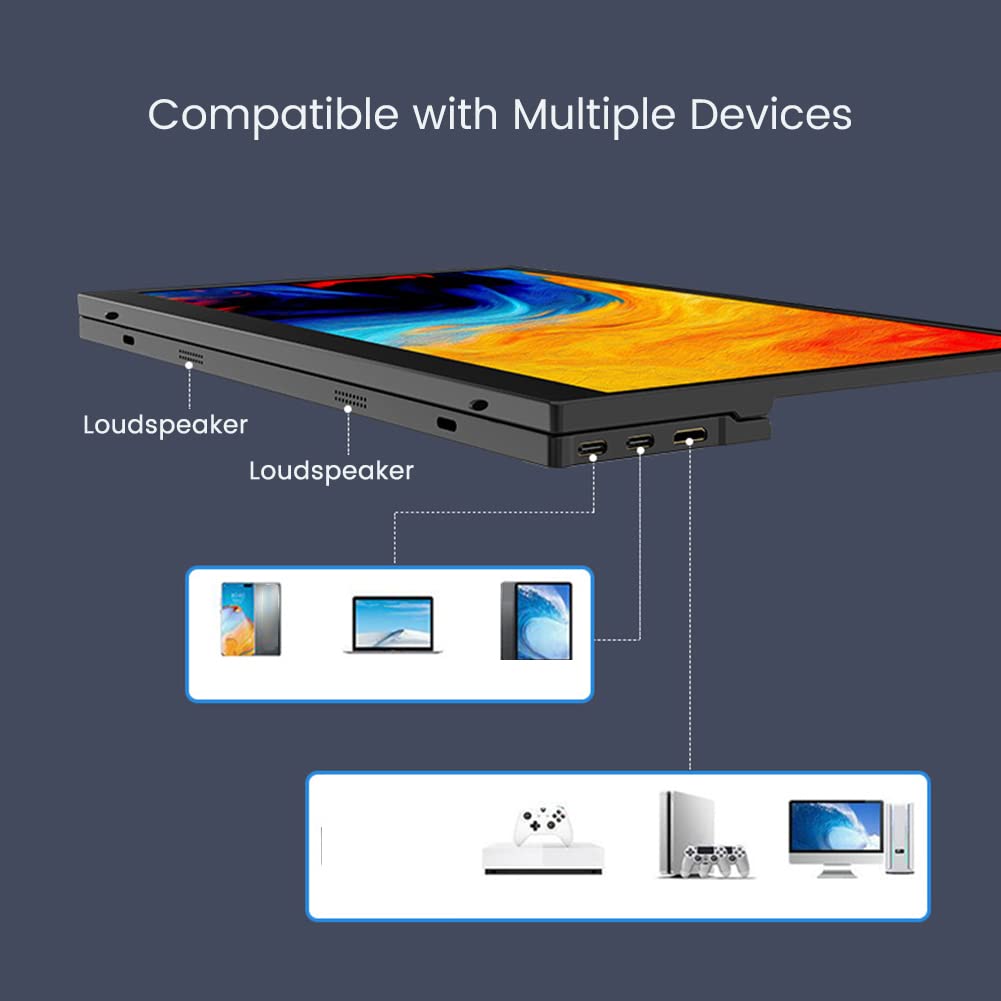 Qiaohome 14.1 Inch Portable Monitor 1080P Full HD IPS Screen - Second External Display for Laptop, Gaming, Computer Screen Extender - Perfect for Work, Travel & Multi-Tasking