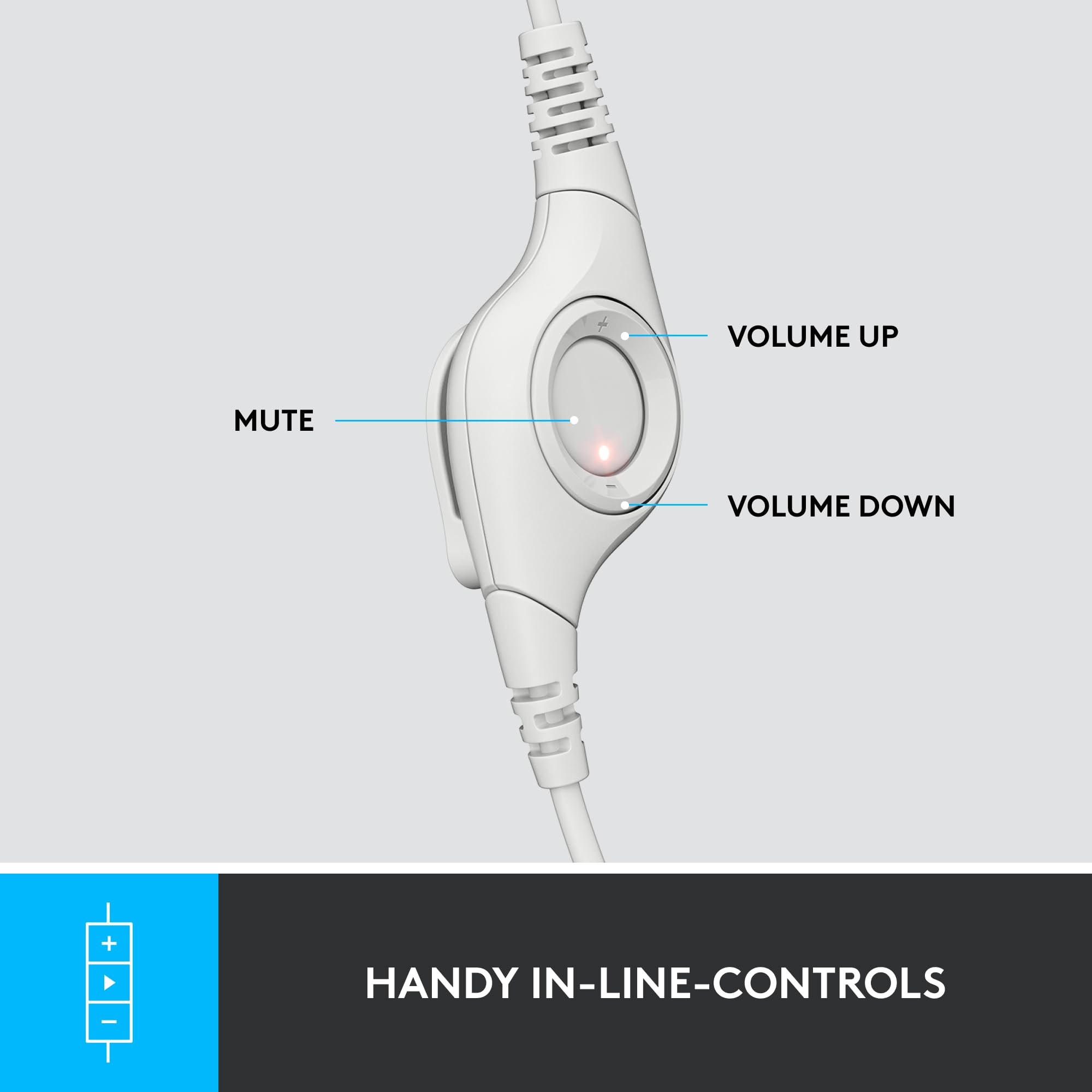 Logitech H390 Wired USB Headset with Noise Cancelling Mic for PC & Laptop - Stereo Headphones with In-Line Controls for Video Meetings, Online Classes, Gaming & Music - Off White | Perfect for Remote Work, Zoom Calls & Home Office Setup