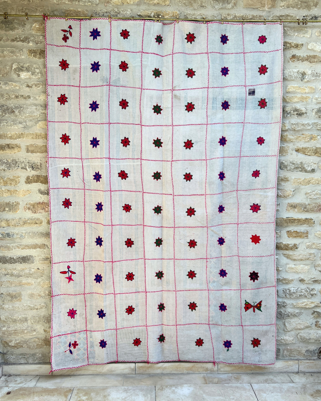 Midweight Kantha Quilt No. 801 - Handmade Cotton Bedspread for Cozy Home Decor | Perfect for Bedroom, Sofa & Boho Style