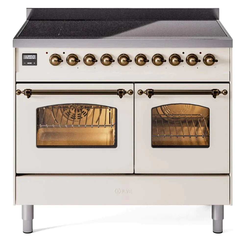 ILVE 40 Nostalgie II Series Freestanding Electric Double Oven Range - 6 Burners, Triple Glass Cool Door, Convection Oven, TFT Display & Child Lock | Perfect for Home Kitchens & Professional Chefs (Model UPDI406NMP)
