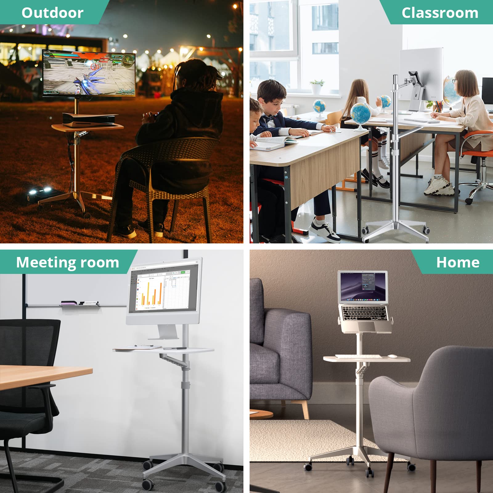 Viozon Adjustable Mobile Desk & Rolling Workstation - 34