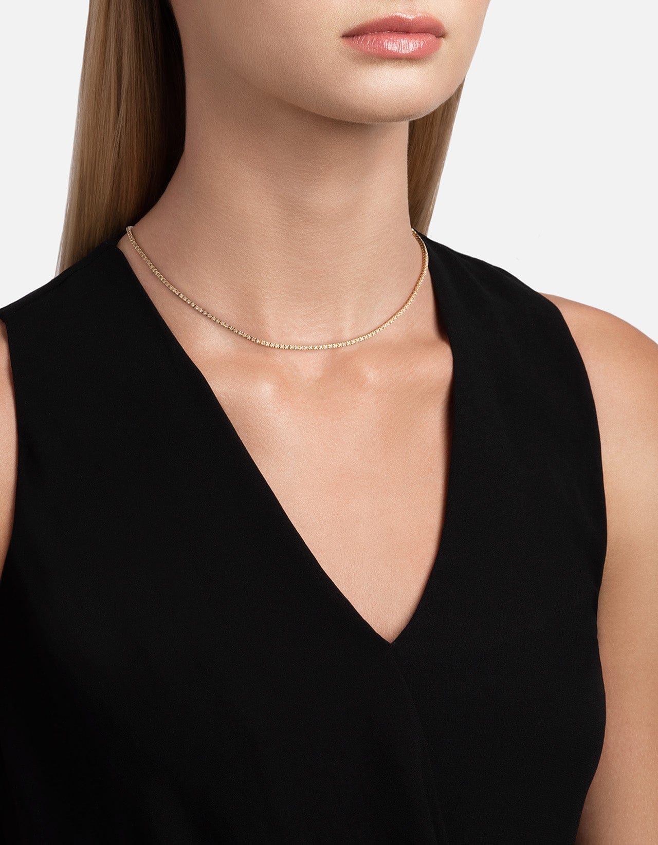 14k Gold Pavé Century Square Choker Necklace for Women - Elegant Layering Piece for Parties, Weddings & Everyday Wear