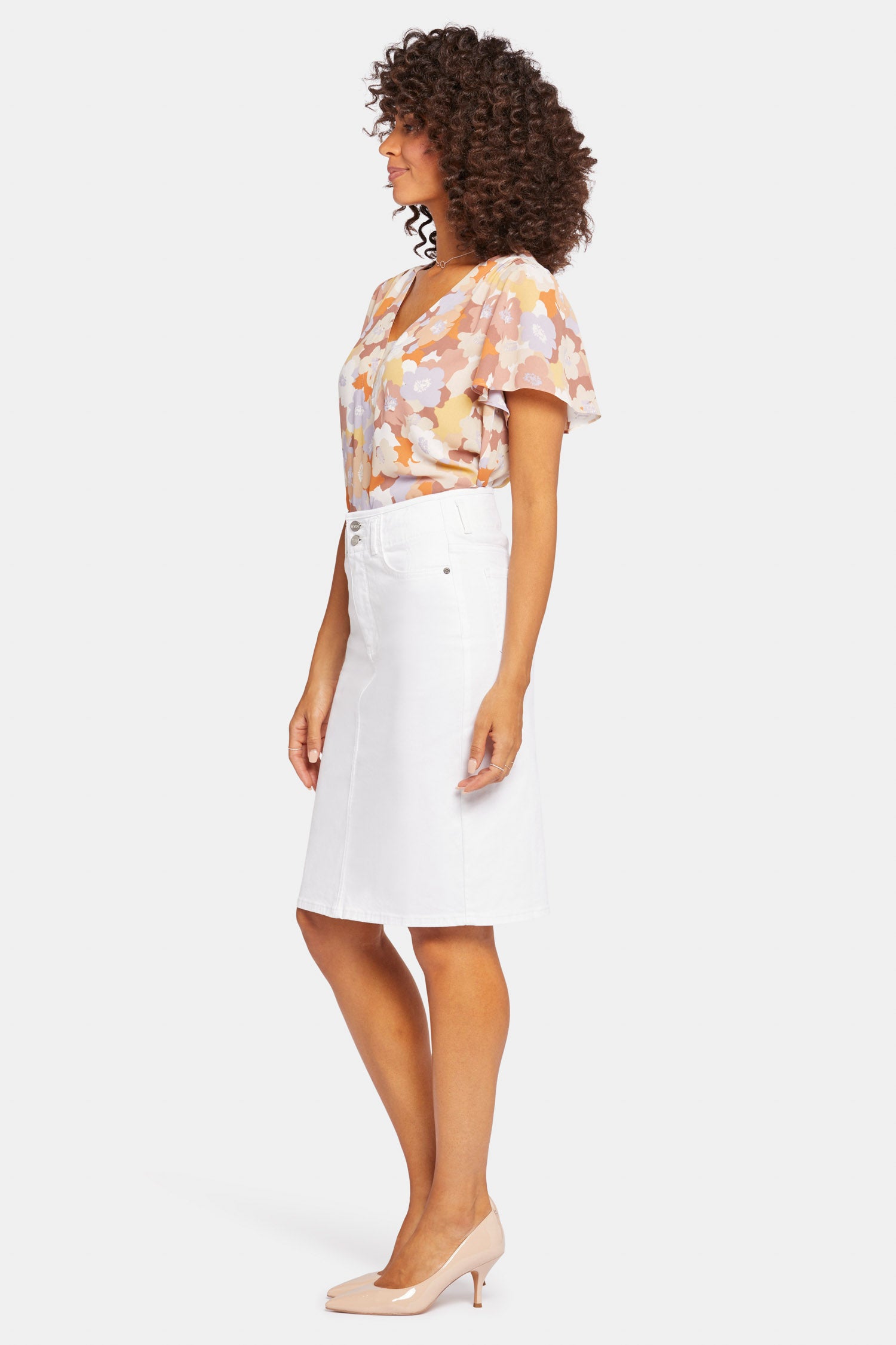 High Waist Skirt for Petite Women - Stretchy A-Line Mini Skirt in Optic White | Perfect for Office, Date Night & Summer Outfits
