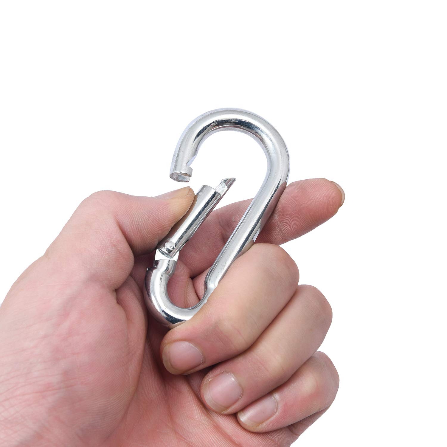 FITNESS MANIAC Heavy Duty Stainless Steel Spring Snap Hook Carabiner - Secure Gym Equipment, Weightlifting, Bodybuilding & Home Workout Accessories - Perfect for Hanging Resistance Bands, TRX Straps & Exercise Gear