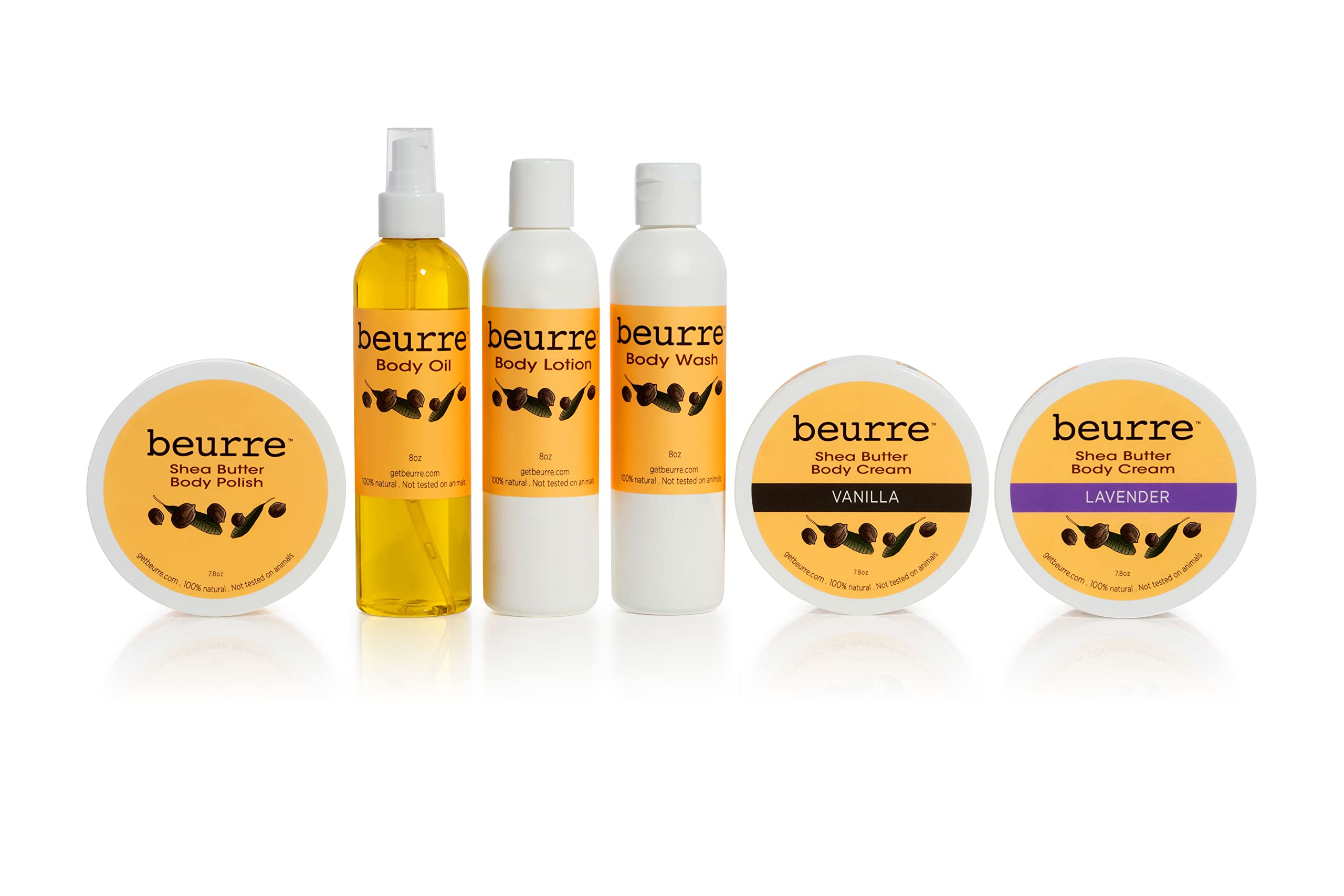 Organic Shea Butter Self Care Gift Set (Vanilla Scented) - Moisturizing Body Cream, Nourishing Body Oil, Hydrating Body Wash, Exfoliating Body Scrub & Silky Body Lotion - Perfect for Dry Skin Care, Spa Day & Relaxing Bath Time Rituals