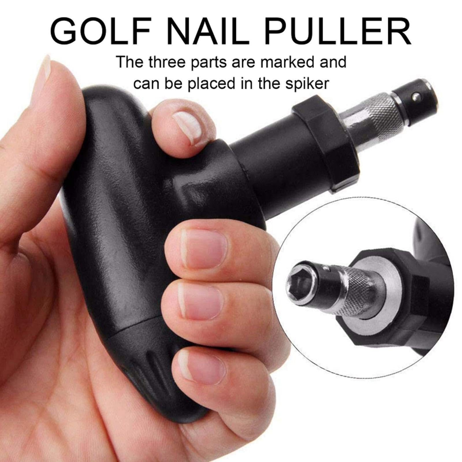 FINGER TEN Golf Spike Wrench Tool Set - Stainless Steel Cleat Remover & Adjuster with Plastic Handle - Durable Golf Shoe Accessories for Easy Spike Replacement (1 Pack, Black) - Perfect for Golf Course Maintenance & Equipment Repair