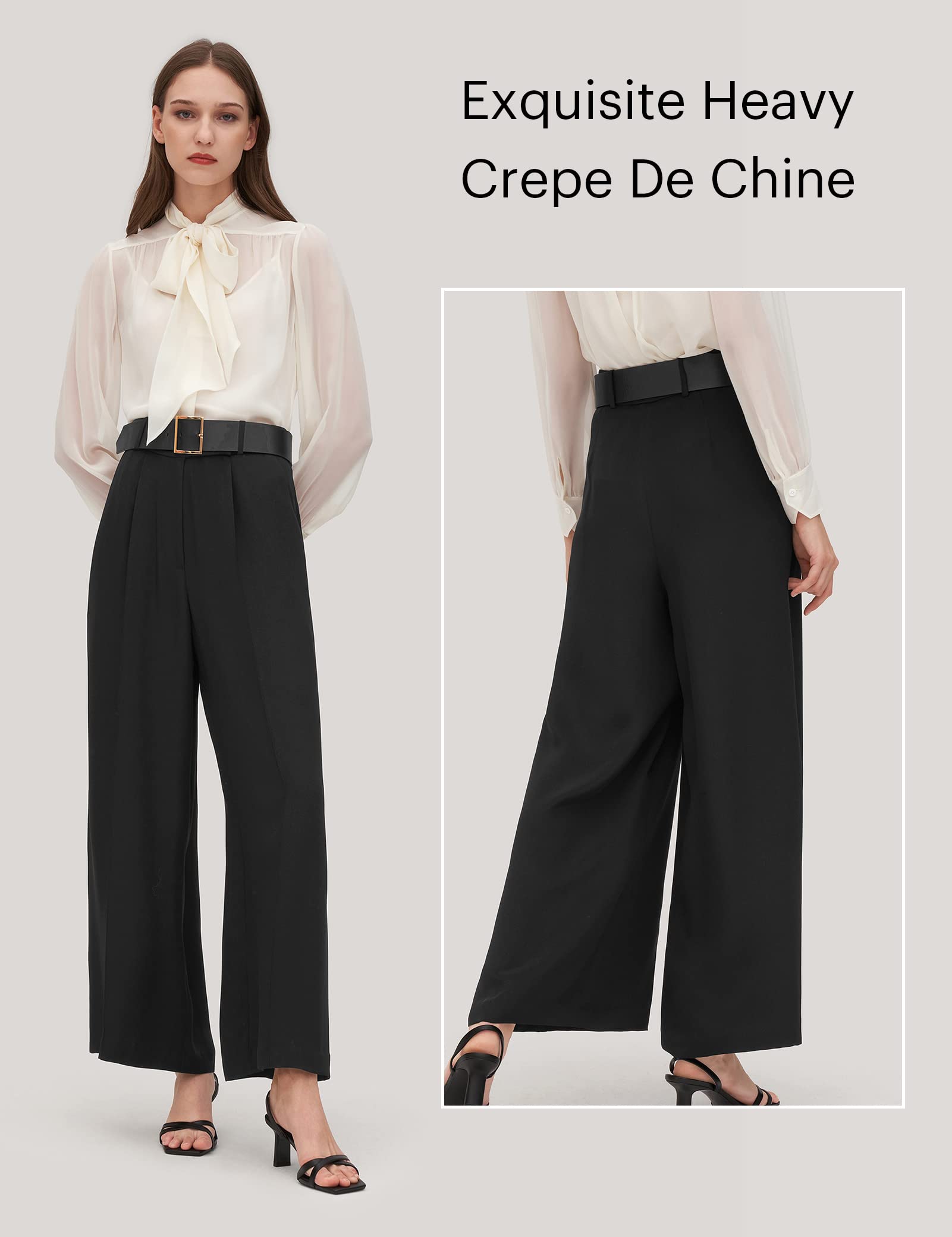 LilySilk 100% Pure Mulberry Silk Pants for Women - 30 Momme Heavy Weight Wide Leg Lounge Trousers | Lightweight, Breathable & Versatile | Perfect for Casual Wear, Travel & Home Relaxation