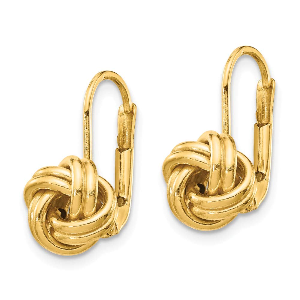14K Yellow Gold Love Knot Leverback Earrings for Women – 17mm x 9mm Dainty Romantic Jewelry Gift for Anniversary, Valentine’s Day & Special Occasions