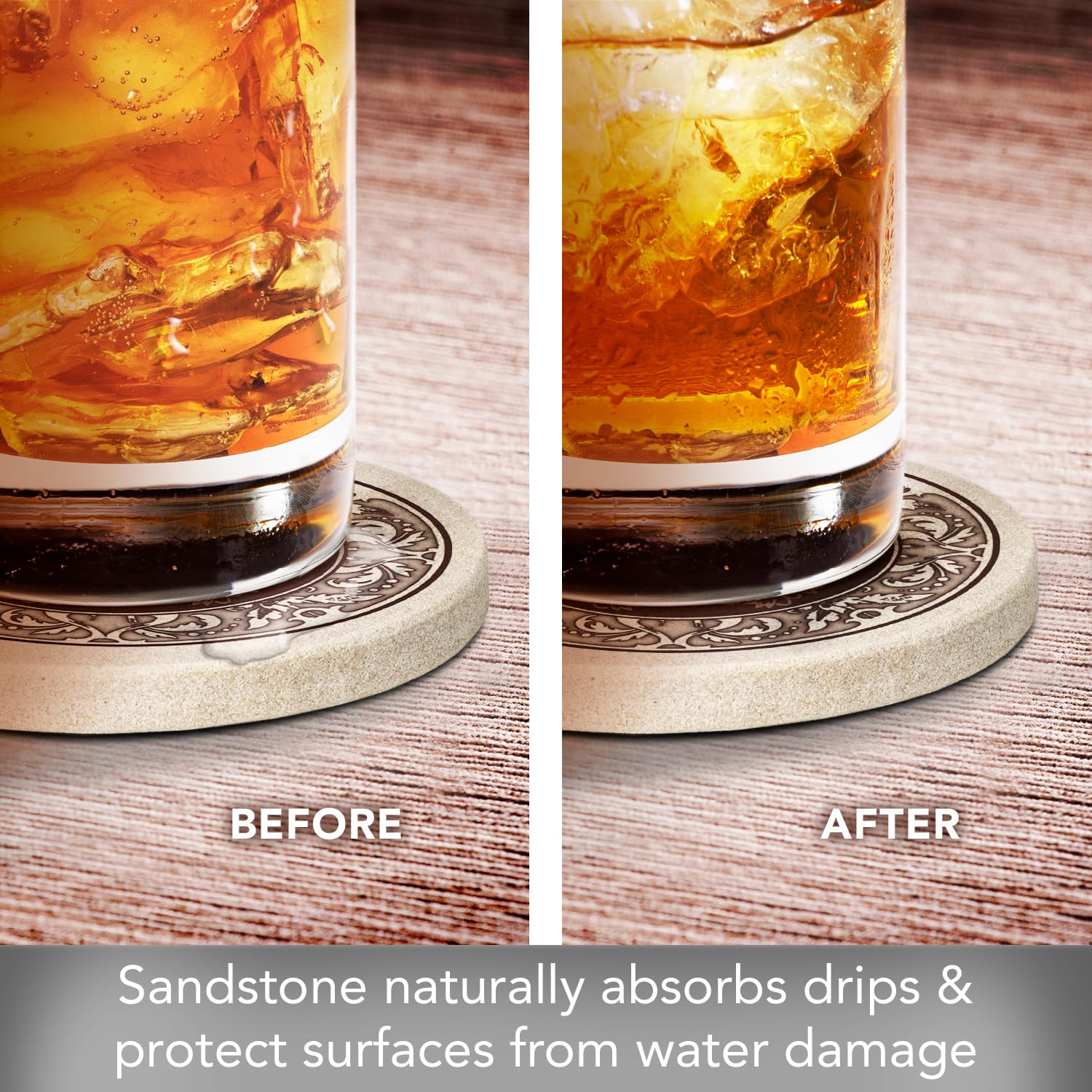 Thirstystone Monogram Letter S Absorbent Sandstone Coaster Set of 4 | Made in USA | Decorative & Highly Absorbent Drink Coasters | Easy to Clean | Perfect for Home Bar, Office Desk & Coffee Table Decor