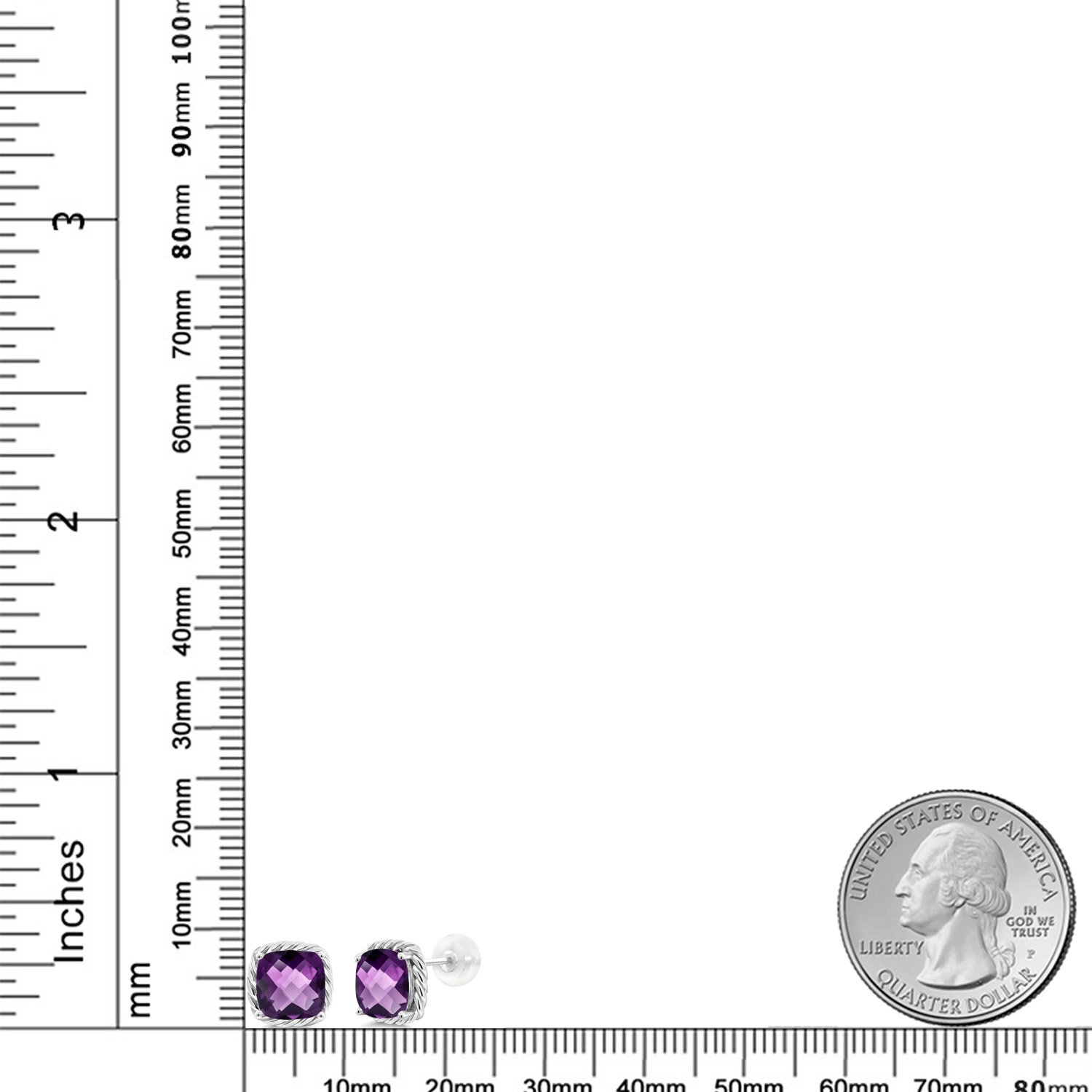 10K White Gold 7MM Cushion Cut Birthstone Stud Earrings for Women & Men | Gemstone Jewelry Gifts for Her, Mom, Wife | Anniversary, Birthday, Mother's Day Present