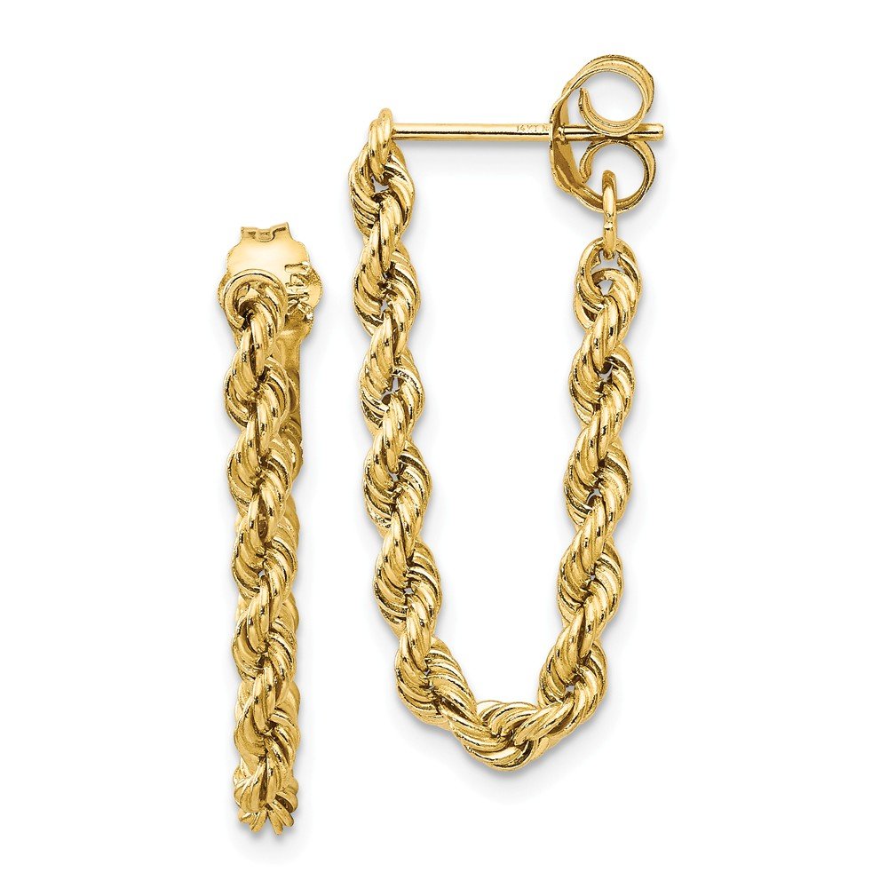 14K Yellow Gold Hollow Rope Earrings for Women - Dainty & Lightweight Hoop Earrings - Perfect for Everyday Wear, Parties & Gifting