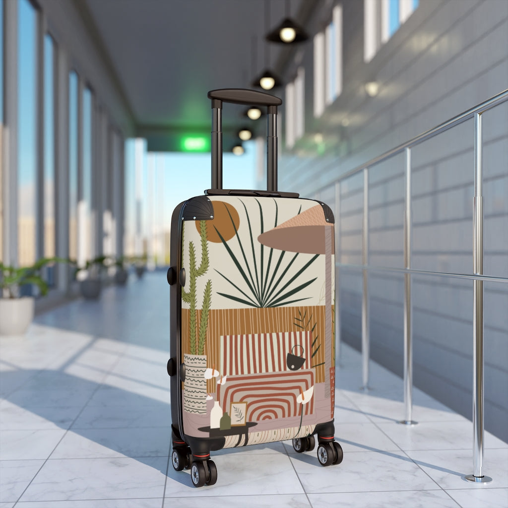 Modern Cabin Suitcase with Stylish Patio Print - Perfect for Travel, Vacation & Outdoor Adventures