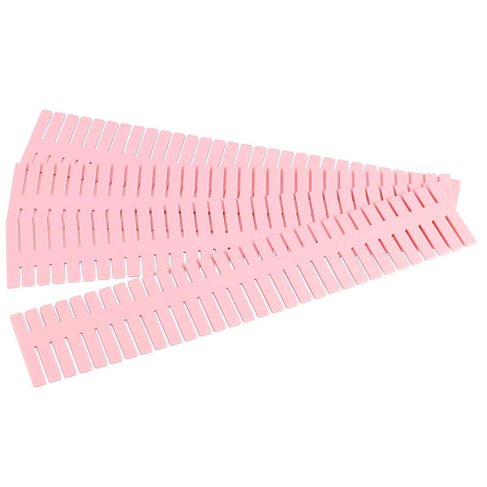 ZOENHOU 60-Pack Pink Drawer Dividers - Adjustable Plastic Organizers for Makeup, Kitchen & Office (12.6 x 2.76 Inch)