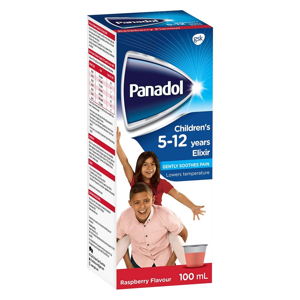 Panadol Children's Paracetamol Elixir 240mg/5ml - Fever & Pain Relief Medicine for Kids (100ml) | Safe & Effective Painkiller for Headaches, Teething & Cold Symptoms in Toddlers & Infants