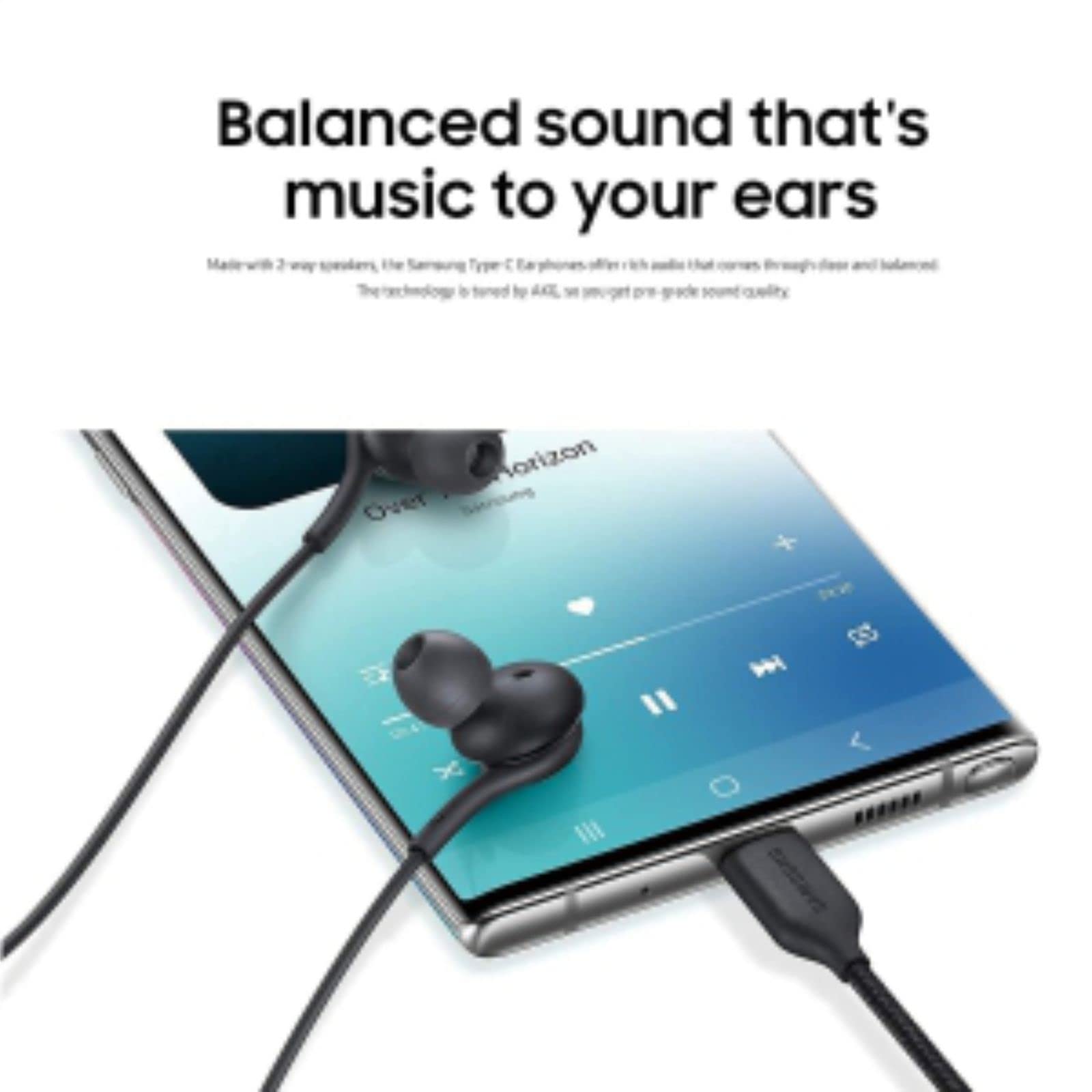 2024 AKG Designed In-Ear Stereo Headphones with Microphone & Volume Control - Compatible with Samsung Galaxy S24/S23/S22/S21/S20 Ultra & Note 10+ - Type-C Connector (Black) - Perfect for Gaming, Music & Hands-Free Calls