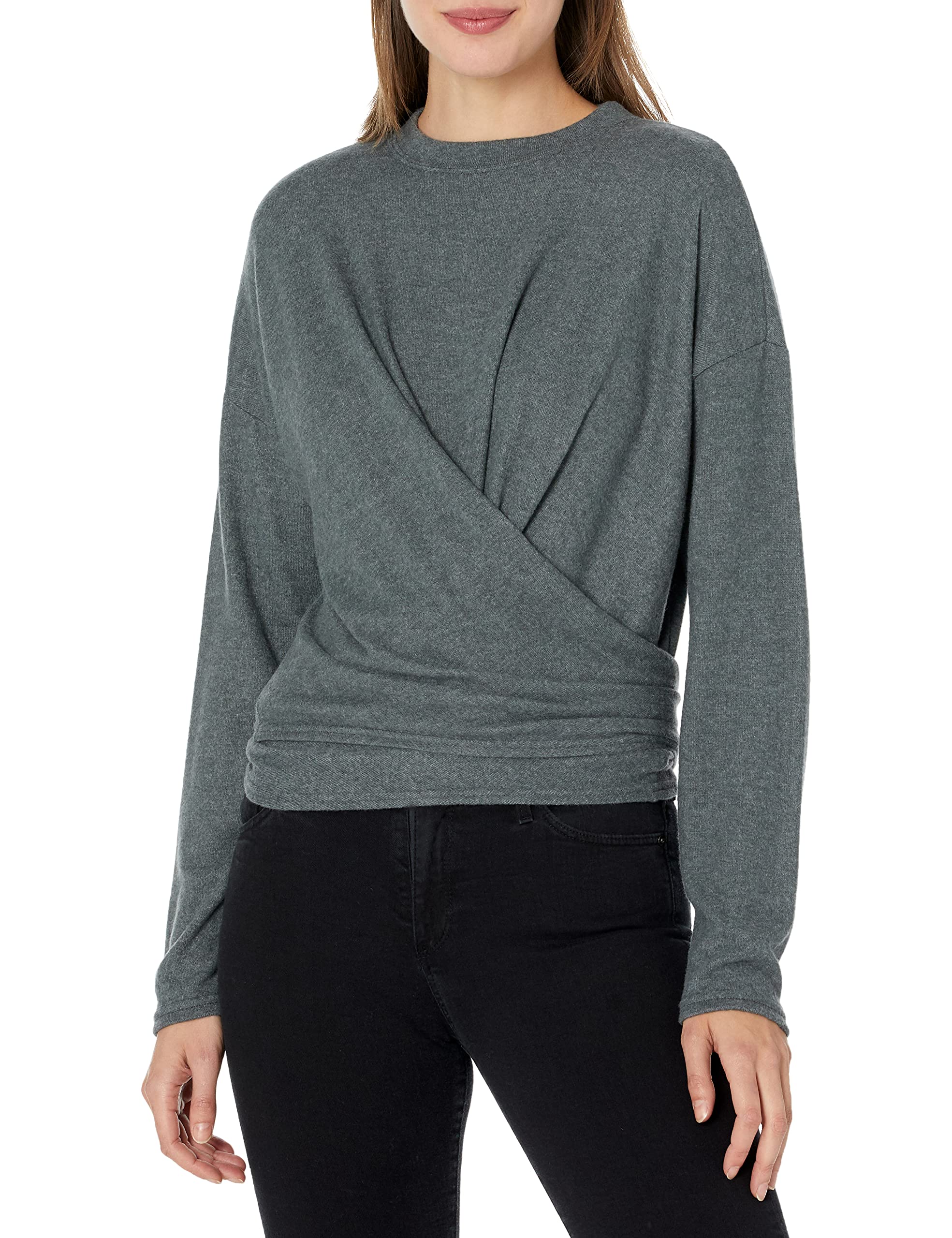 HUDSON Women's Long Sleeve Wrap Blouse - Elegant V-Neck Tunic Top for Work & Casual Wear | Office Outfits, Date Night & Fall Layering Essential