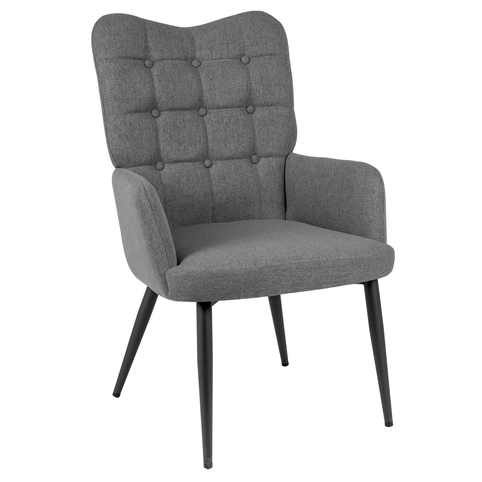 DUHOME Modern Fabric Accent Chair - Tufted Button Back Armchair with Upholstered Tall Back for Living Room & Bedroom (Dark Grey) | Perfect for Home Office, Reception Areas & Lounge Spaces