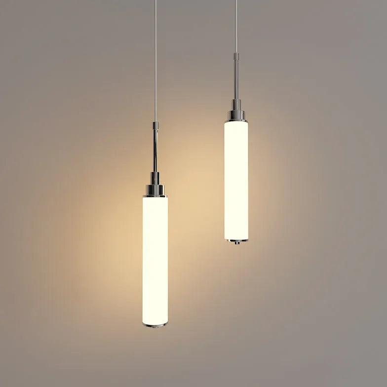 Modern White Cylindrical Pendant Light - Sleek Minimalist Design for Living Room, Dining Room & Bedroom Lighting | Energy Efficient LED Hanging Lamp for Home Decor