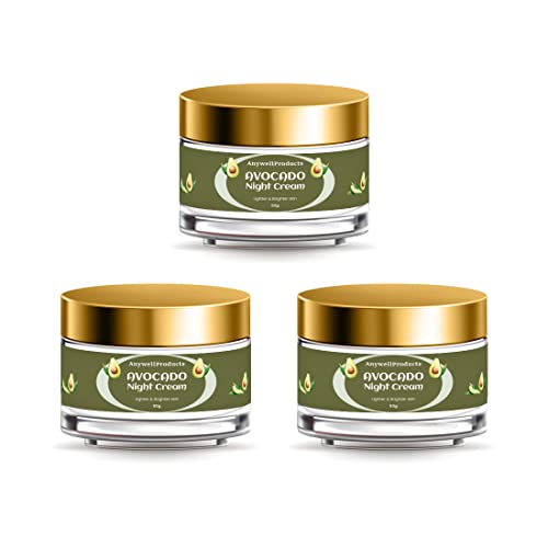 Anywell Products Women's Deep Moisturizing Avocado Night Cream 50g - Pack of 3 | Nourishing Overnight Facial Cream for Smooth & Supple Skin | Perfect for Dry Skin Care & Anti-Aging Night Routine