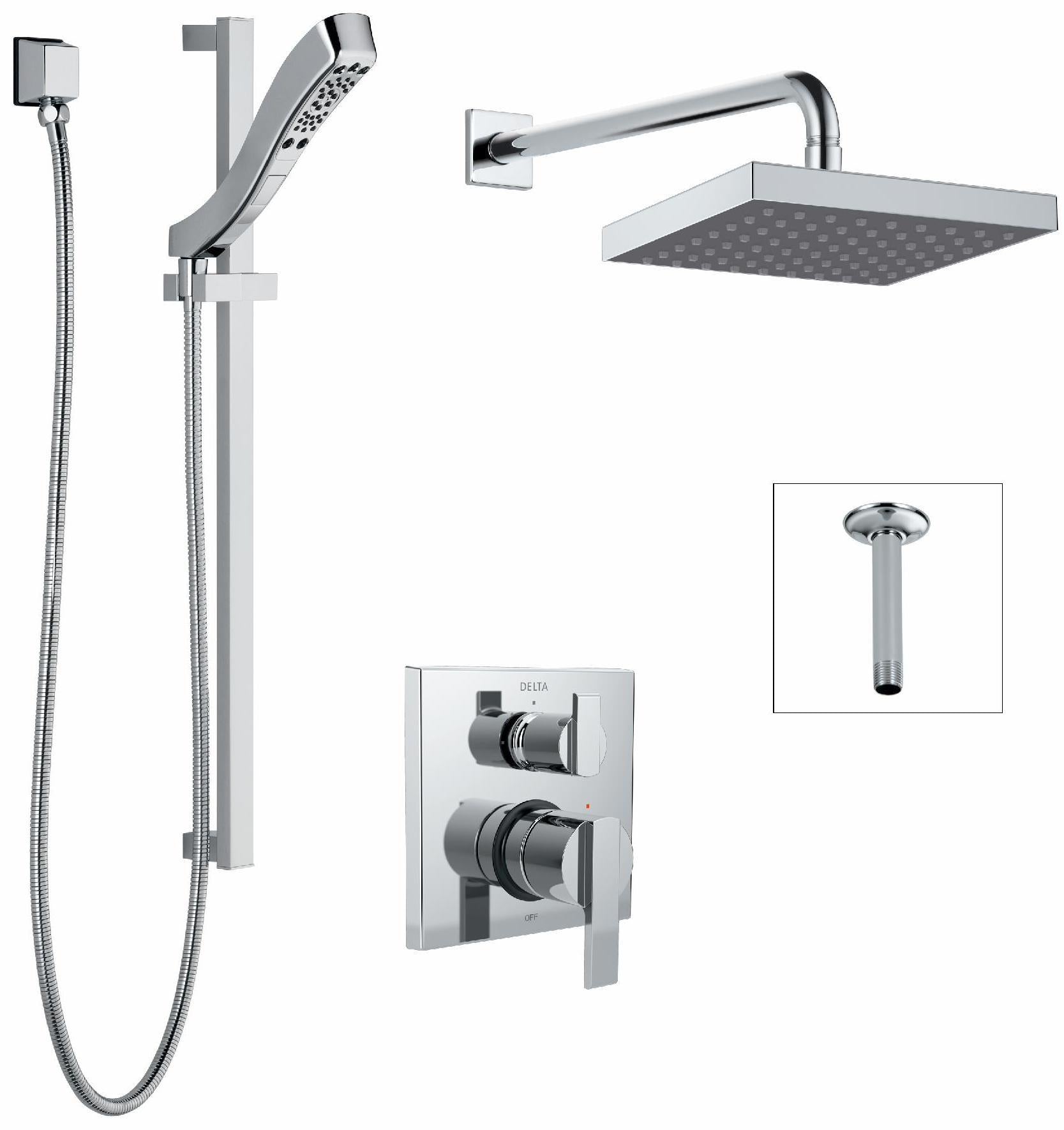 Delta 14 Series Integrated Diverter Shower Kit with Stops - Chrome DF KIT19 WS | Bathroom Remodel & Luxury Shower Upgrade for Modern Homes