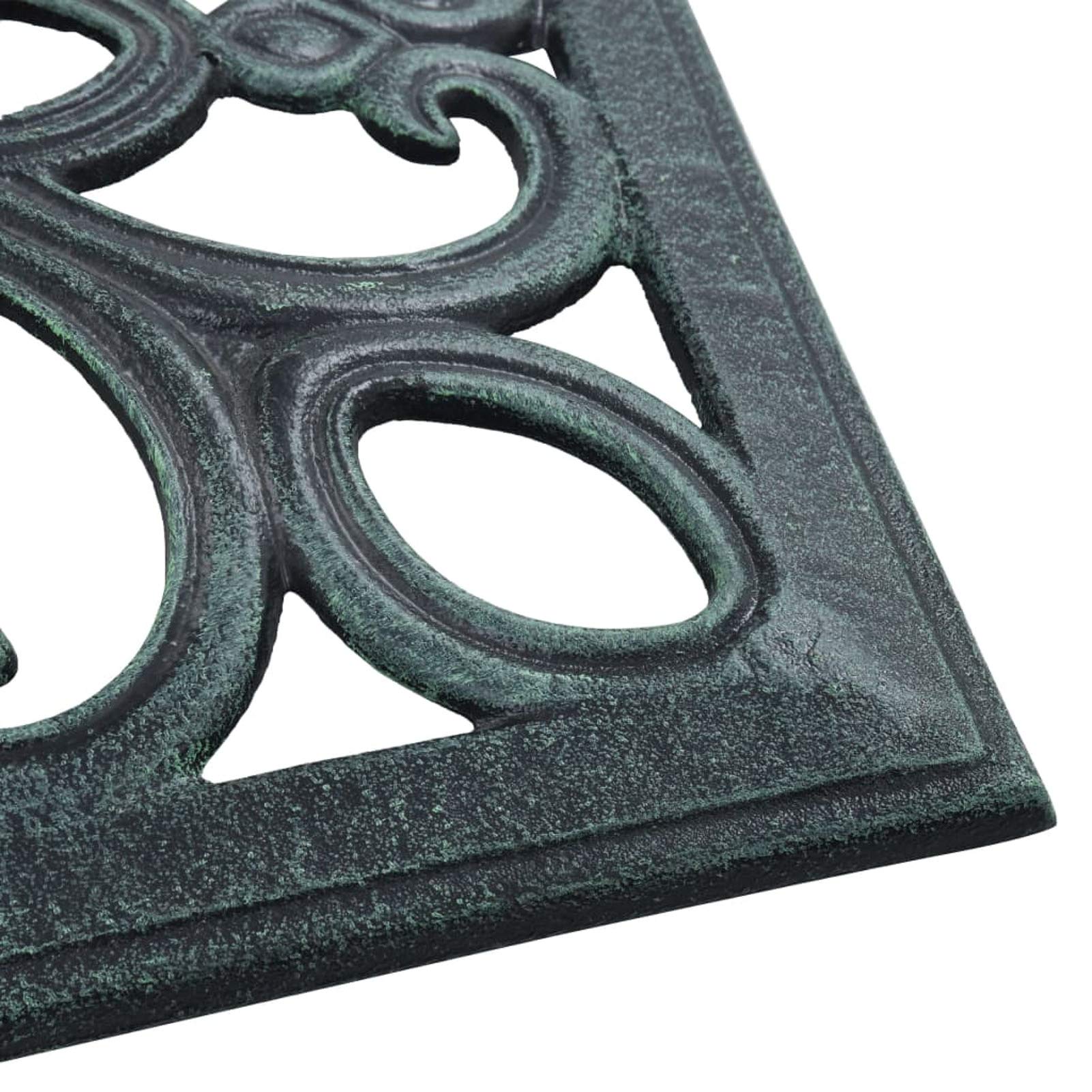 Heavy Duty Cast Iron Square Umbrella Base - 19.3 Inch Garden Parasol Holder with Floral Pattern & Adapter for Outdoor, Patio, Lawn, Beach (Perfect for Sun Shade, Poolside, Backyard, Deck & Outdoor Furniture)