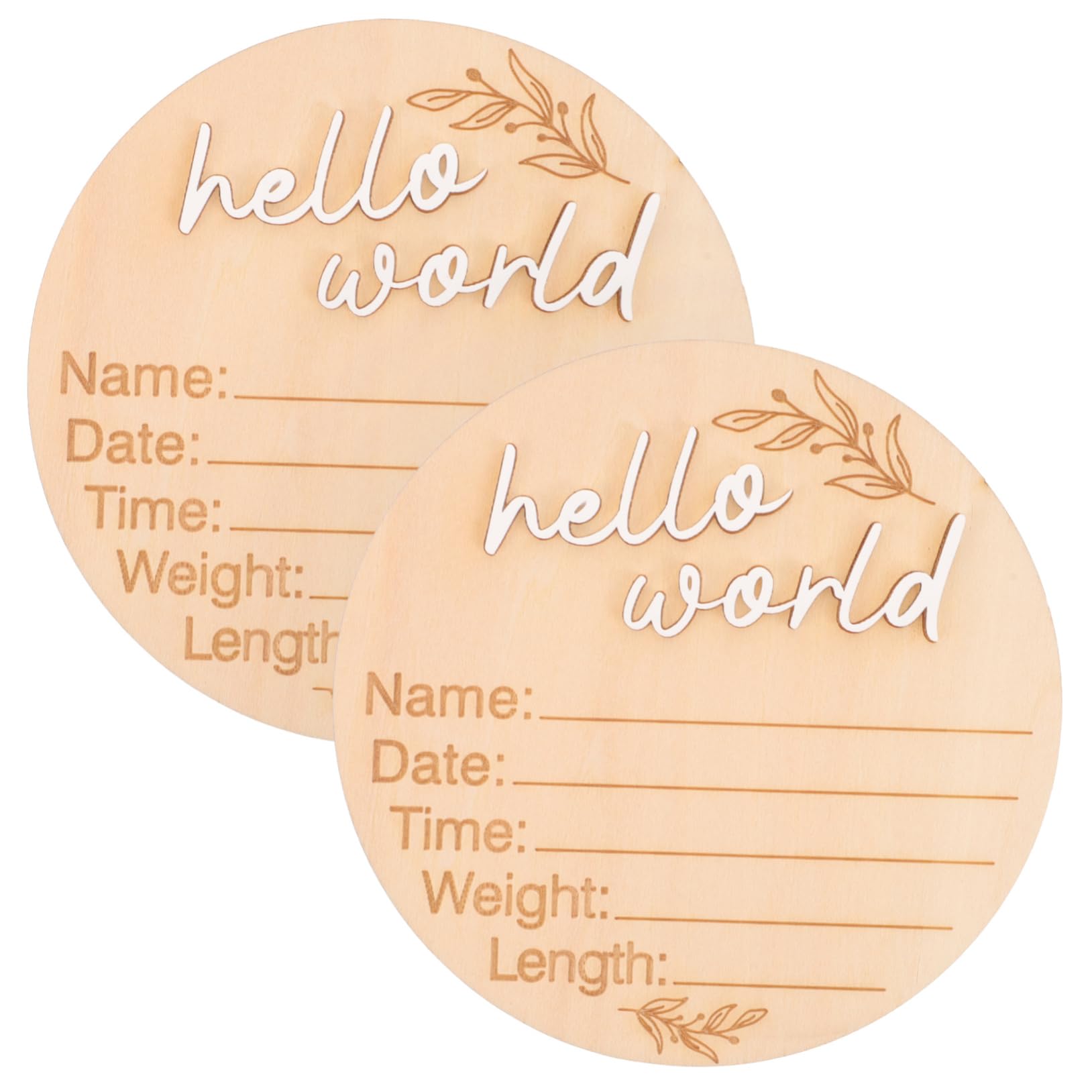 HEMOTON Wooden Baby Announcement Sign - 2pcs Newborn Name Card for Nursery, Gender Reveal, Baby Shower Decor - Perfect for Birth Announcements, First Birthday & Nursery Wall Decor