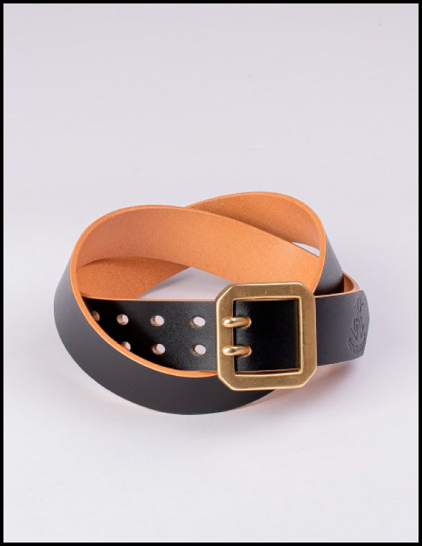 Premium OGL Double Prong Garrison Buckle Leather Belt - Hand-Dyed Black for Men | Durable Dress & Casual Belt for Work, Outdoor & Everyday Wear