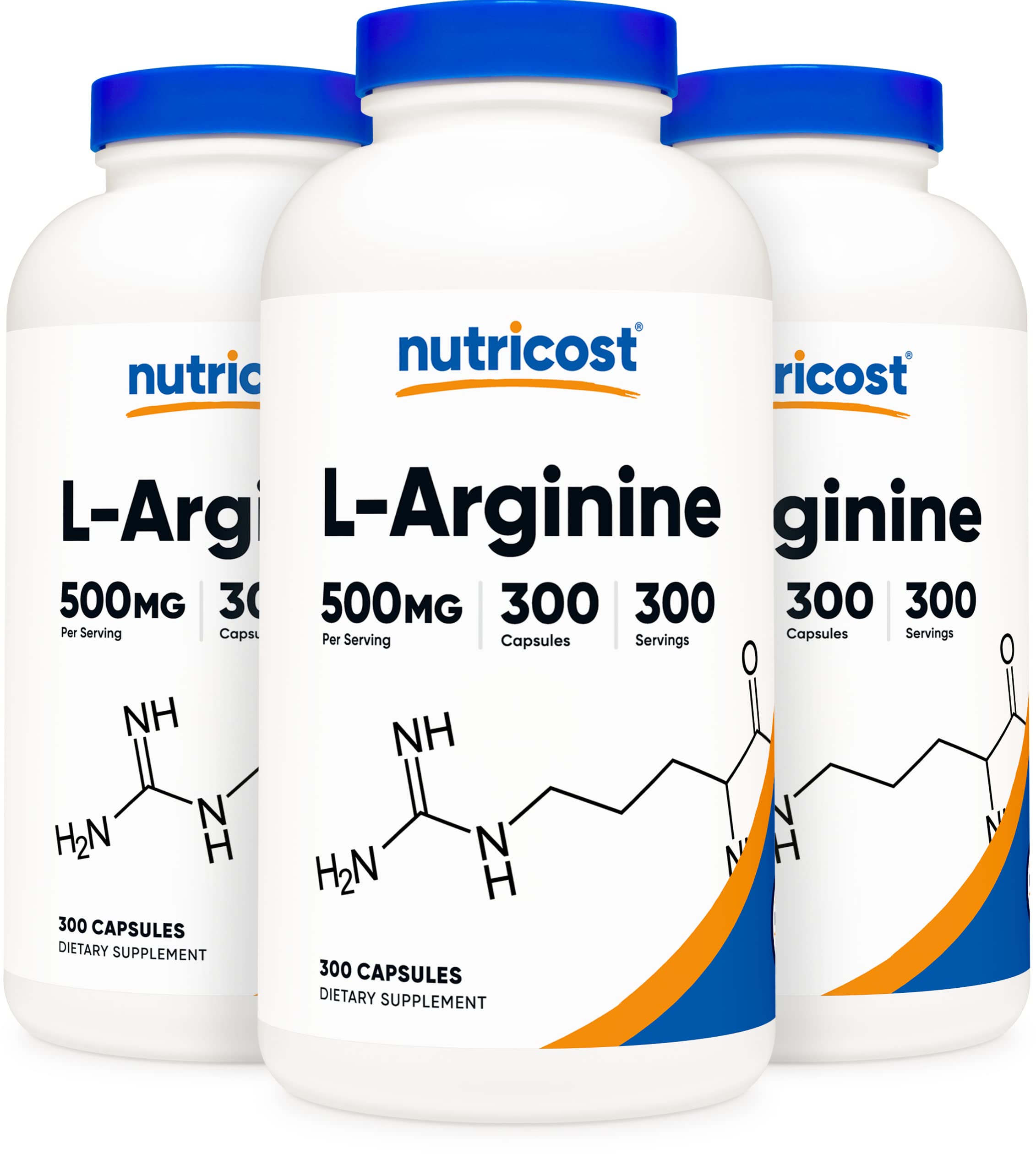 Nutricost L-Arginine 500mg, 300 Capsules (3 Bottles) - Premium Nitric Oxide Booster for Heart Health, Workout Performance & Blood Flow - Supports Muscle Growth, Energy & Endurance - Ideal for Athletes, Bodybuilders & Fitness Enthusiasts