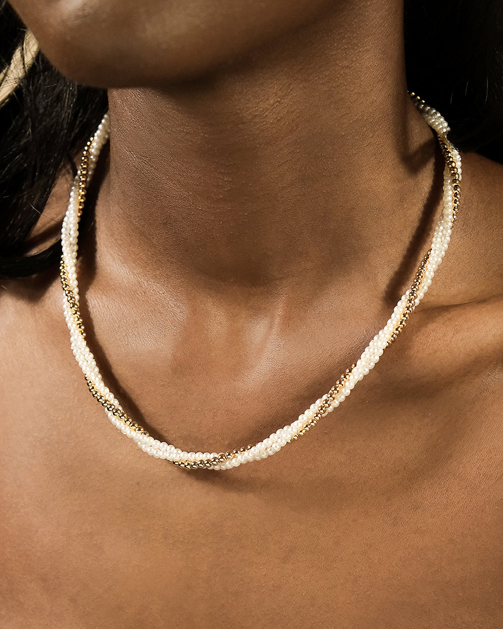 Twisted Pearl Necklace for Women - Elegant Patti Design, 18K Gold Plated, Gift for Her | Perfect for Weddings, Parties & Special Occasions
