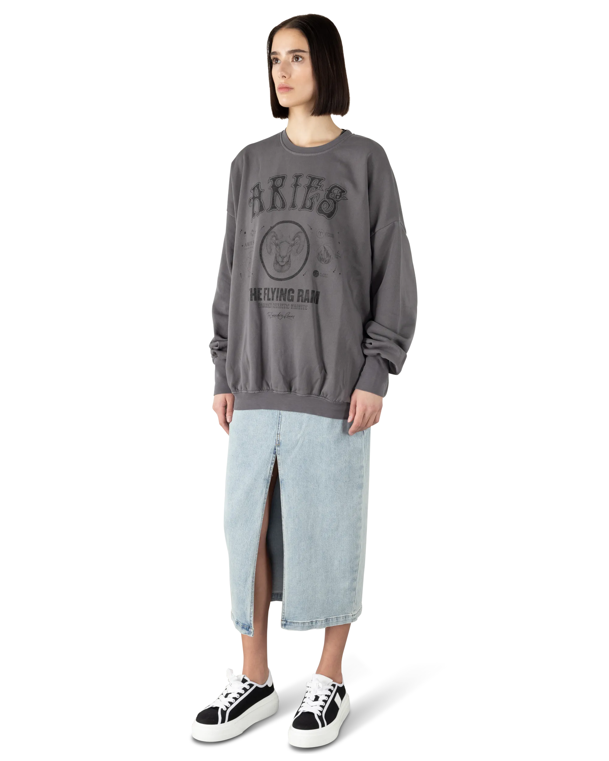 Aries Oversized Jumper Sweater - Women's Soft Knit Pullover for Fall & Winter | Cozy Casual Wear for Outfits, Travel & Lounge