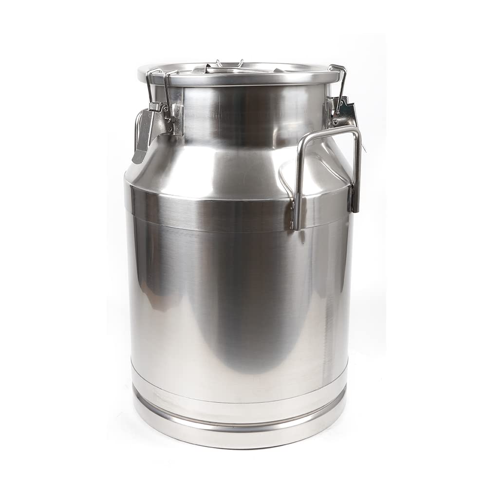 50L Heavy Duty Stainless Steel Milk Can with Sealed Lid - Multi-Purpose Wine, Milk & Beverage Storage Pail - Ideal for Home Brewing, Farm Use & Commercial Food Service