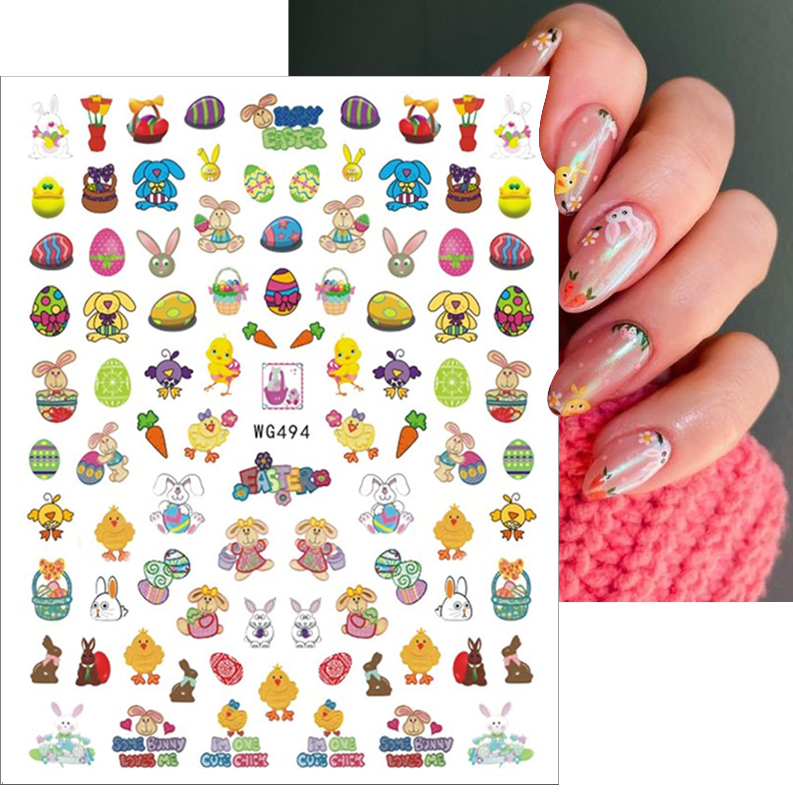 3D Easter Bunny Nail Stickers - Cute Easter Egg Design for Women & Girls - Perfect for Easter Day Nail Art