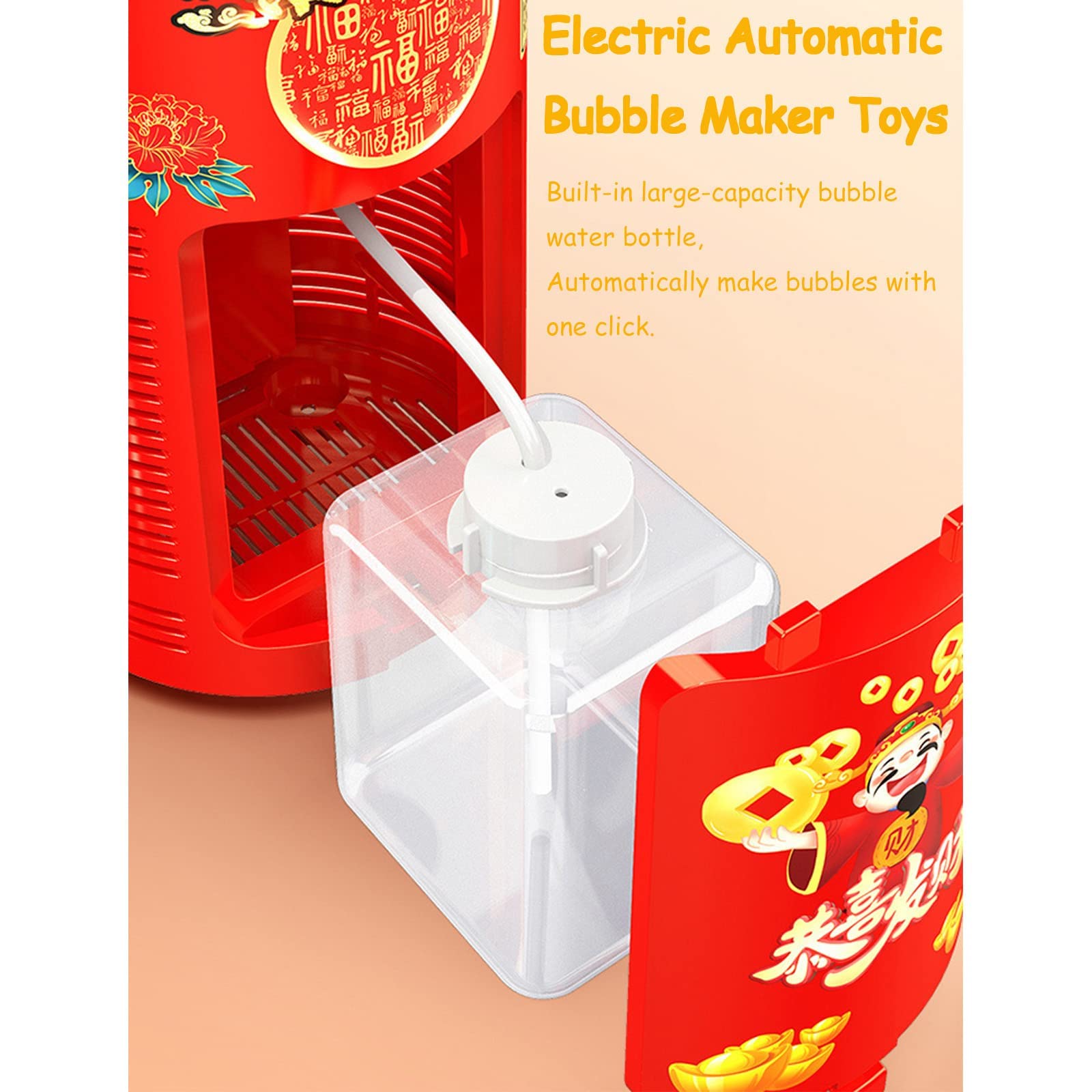 Portable Firework Bubble Machine with LED Lights - Fun Bubble Blower for Kids, Parties, New Year Celebrations & Outdoor Events - Perfect Gift for Boys & Girls