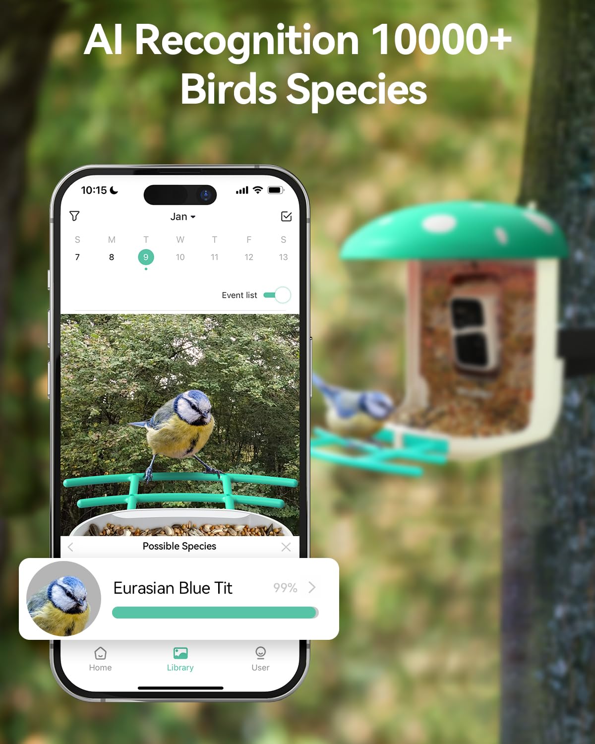 WUIPET Wireless Outdoor Bird Feeder with Camera - Solar Powered, Auto Video Recording & Instant Alerts - Perfect Gift for Bird Lovers (Orange, WP02) - Ideal for Backyard Birdwatching & Wildlife Monitoring