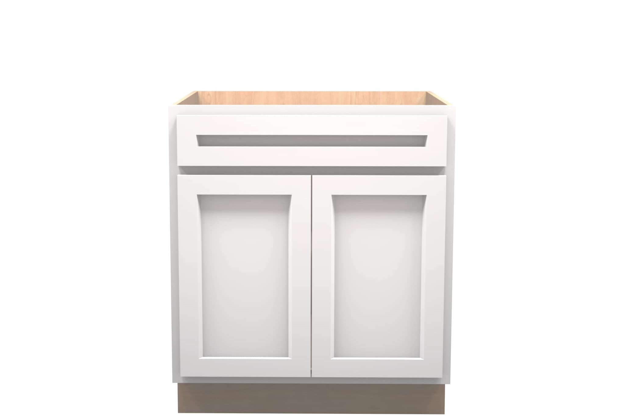 Premium American-Made Shaker Style RTA B30 Base Cabinet in White - Perfect for Kitchen Remodeling, Bathroom Vanities & Home Storage Solutions