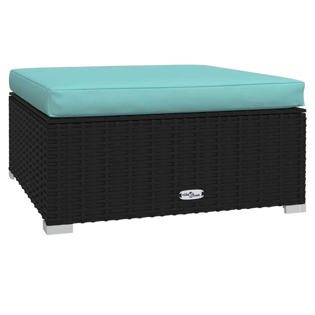 Comfortable Poly Rattan Patio Footrest with Cushion - Outdoor Garden Furniture in Multiple Colors - Perfect for Relaxing on Your Deck, Balcony, or Poolside
