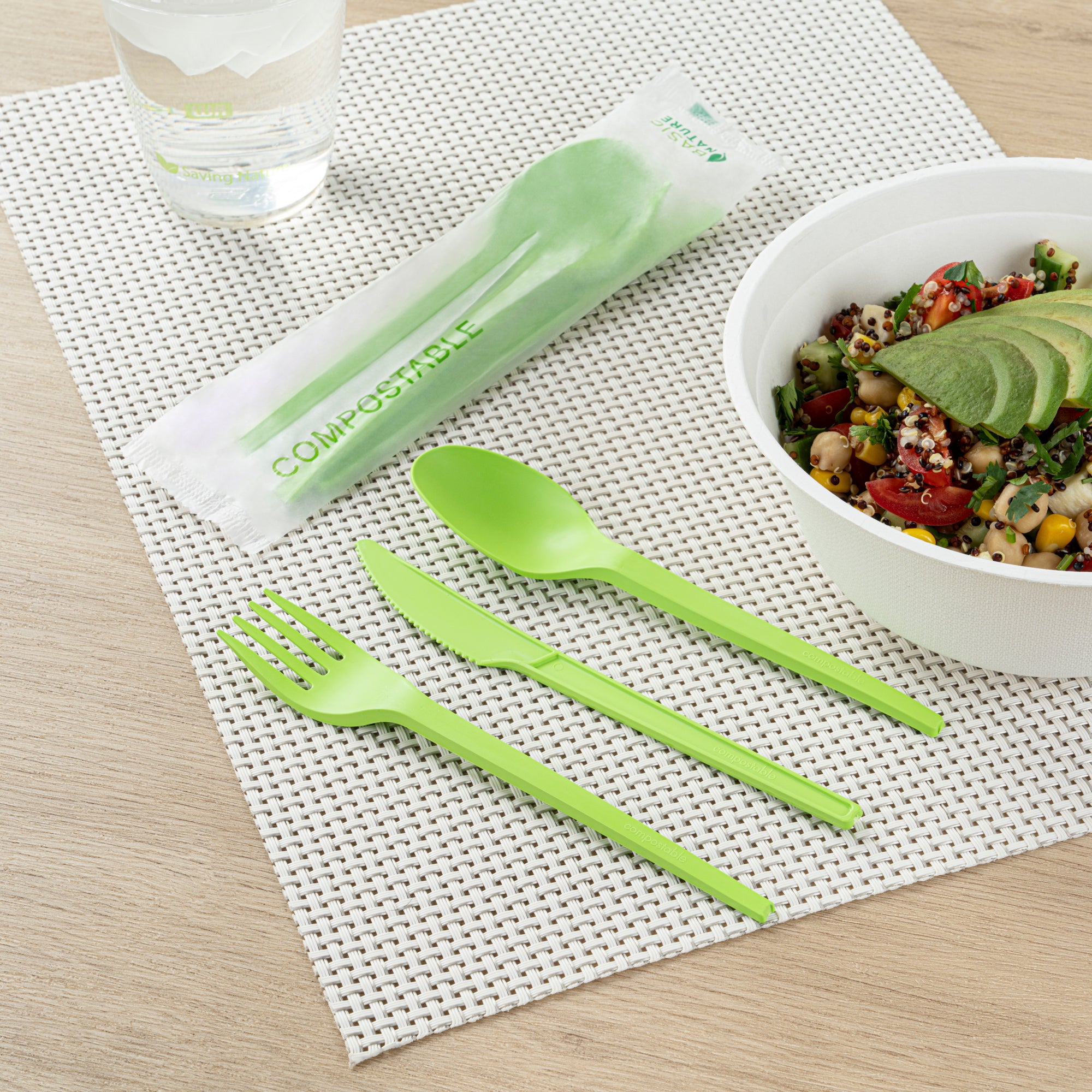 Eco-Friendly CPLA Plastic Cutlery Set - 100-Piece Compostable Utensils with Heat-Resistant Forks, Spoons & Knives | Perfect for Parties, Picnics & Sustainable Dining