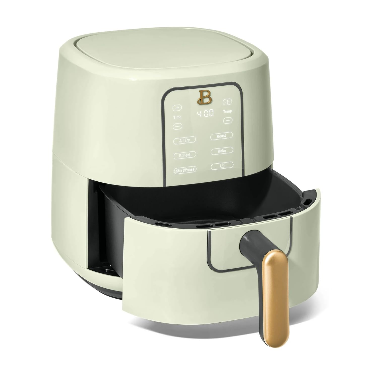 Drew Barrymore 3-Quart Digital Air Fryer with TurboCrisp Technology - 4 Presets, 170°F-400°F Temperature Range, Non-Stick & Dishwasher Safe Basket - 1200W Compact Airfryer for Healthy Cooking (Sage Green) - Perfect for Frying, Baking, Roasting & Reheating Family Meals