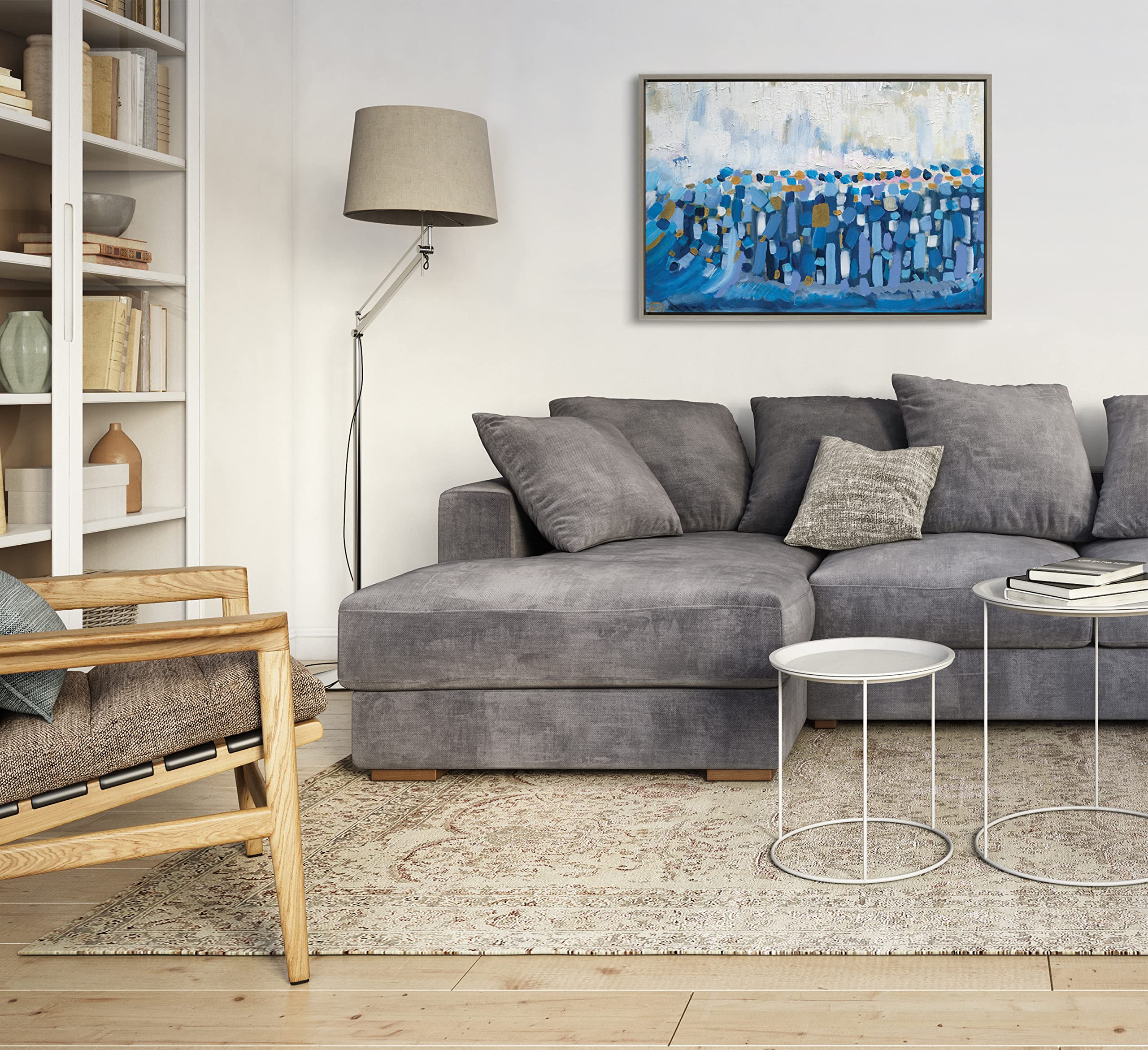 Kate & Laurel Sylvie Queen Elizabeth II Framed Canvas Wall Art by Leah Nadeau - 23x33 Inches Gray Modern Abstract Painting - Home Office Decor, Living Room Wall Art, Gift for Royalty Lovers