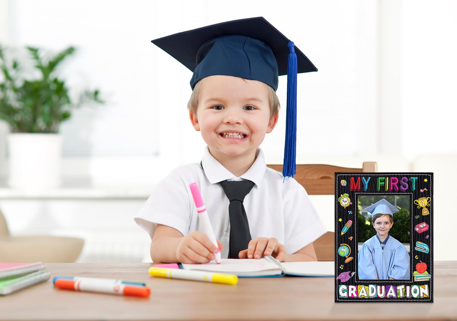 WaaHome 4x6 Preschool & Kindergarten Graduation Picture Frame - My First Graduation Photo Frame for PreK, Preschool 2025 - Perfect Graduation Gift for Kids, Boys & Girls - Ideal for School Ceremonies, Memory Keepsakes & Wall Decor