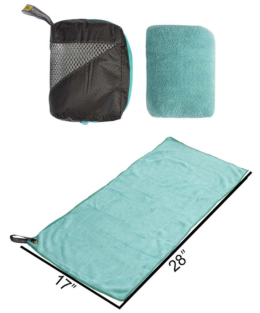Compact Medium Blue Travel Wash Cloth & Towel (15.7x29.5 inches) - Lightweight Quick-Dry Microfiber for Camping, Gym, Beach & Outdoor Activities