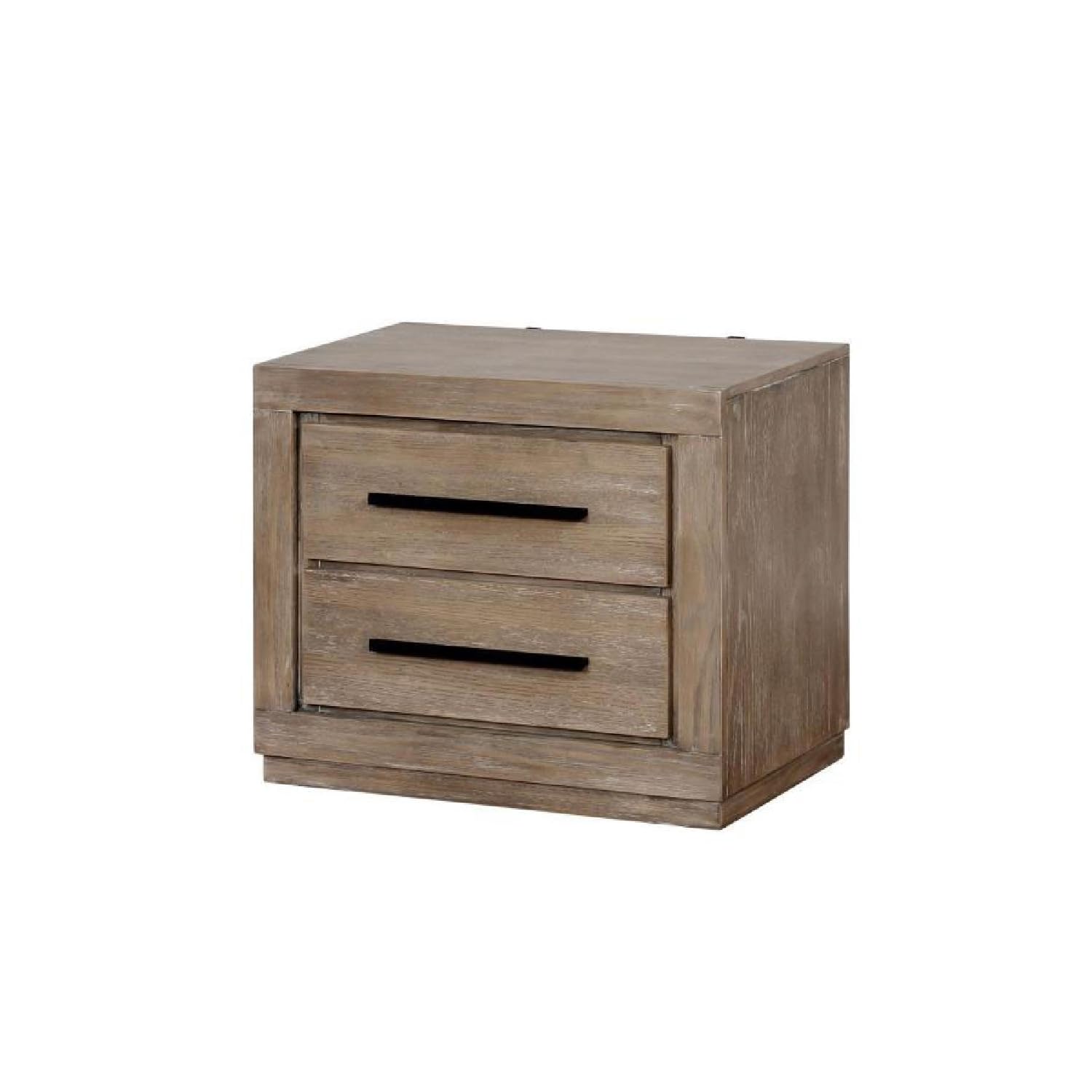 Benjara Brown Two-Drawer Transitional Style Wooden Nightstand with Bar Handles - Bedroom Side Table for Bed, Living Room, or Guest Room