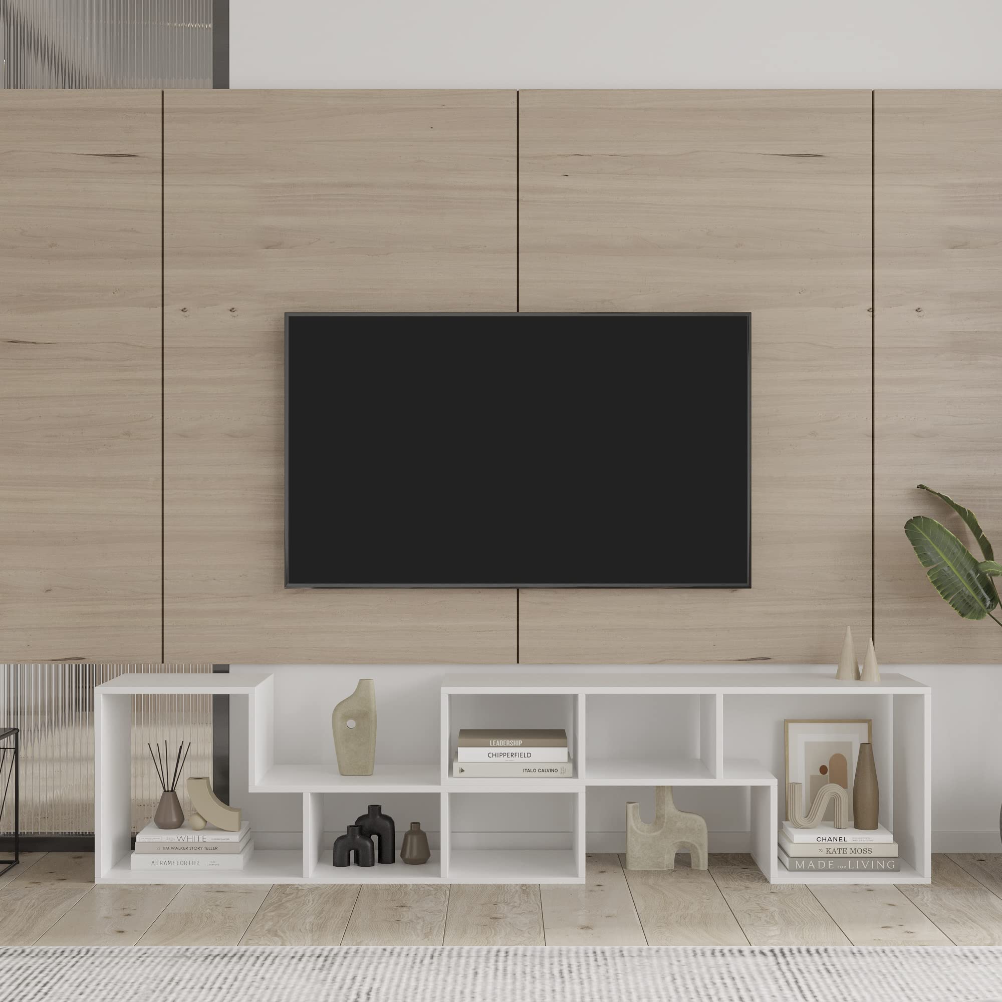 Spaco Wood Bookcase - Multi-Functional Display Cabinet & TV Stand for Living Room, Office - Perfect for Home Decor, Storage, and Entertainment Setup