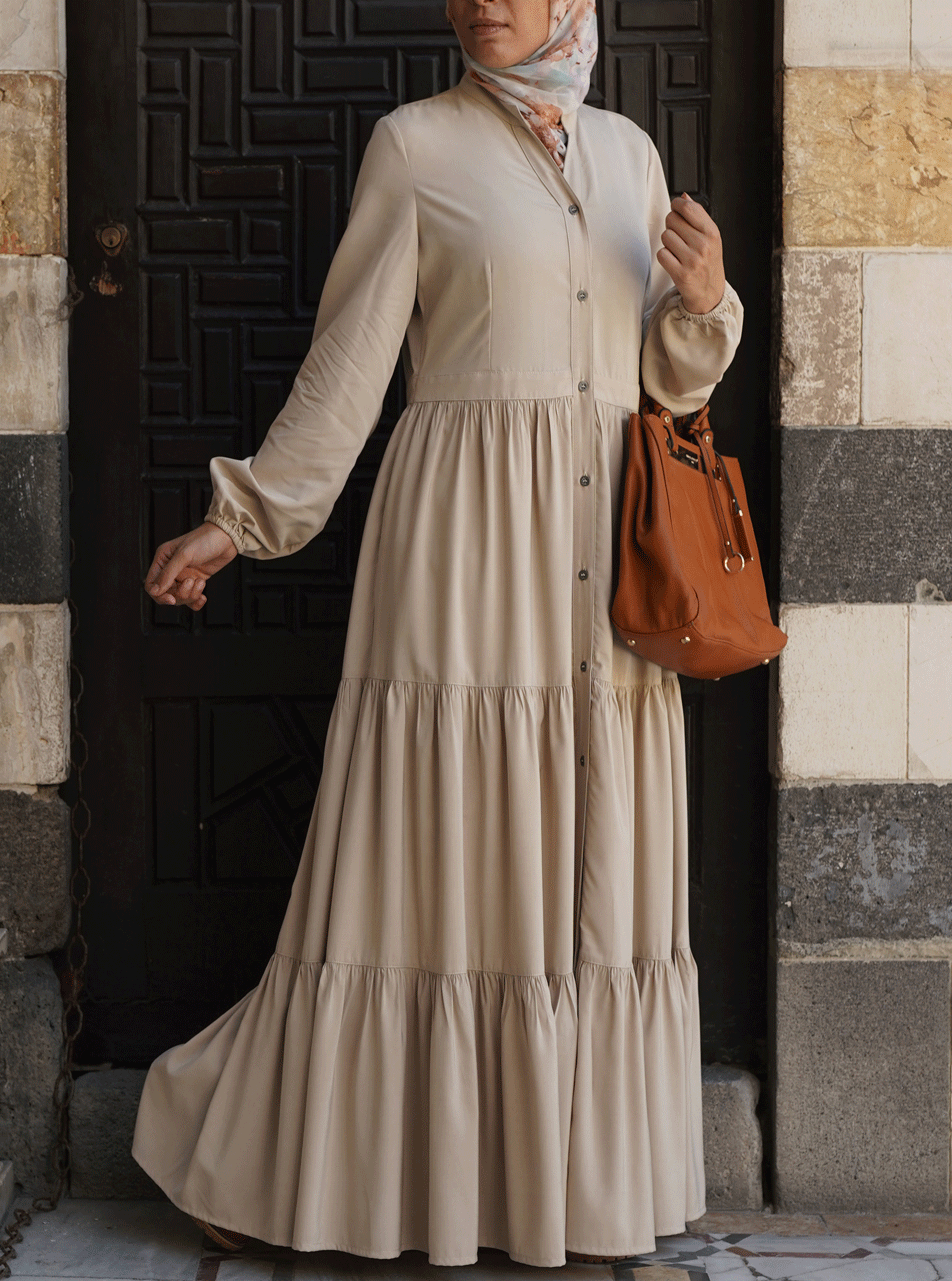 Elegant Ruffled Button-Down Maxi Dress for Women - Flowy Summer Beach Dress for Vacations, Weddings & Date Nights