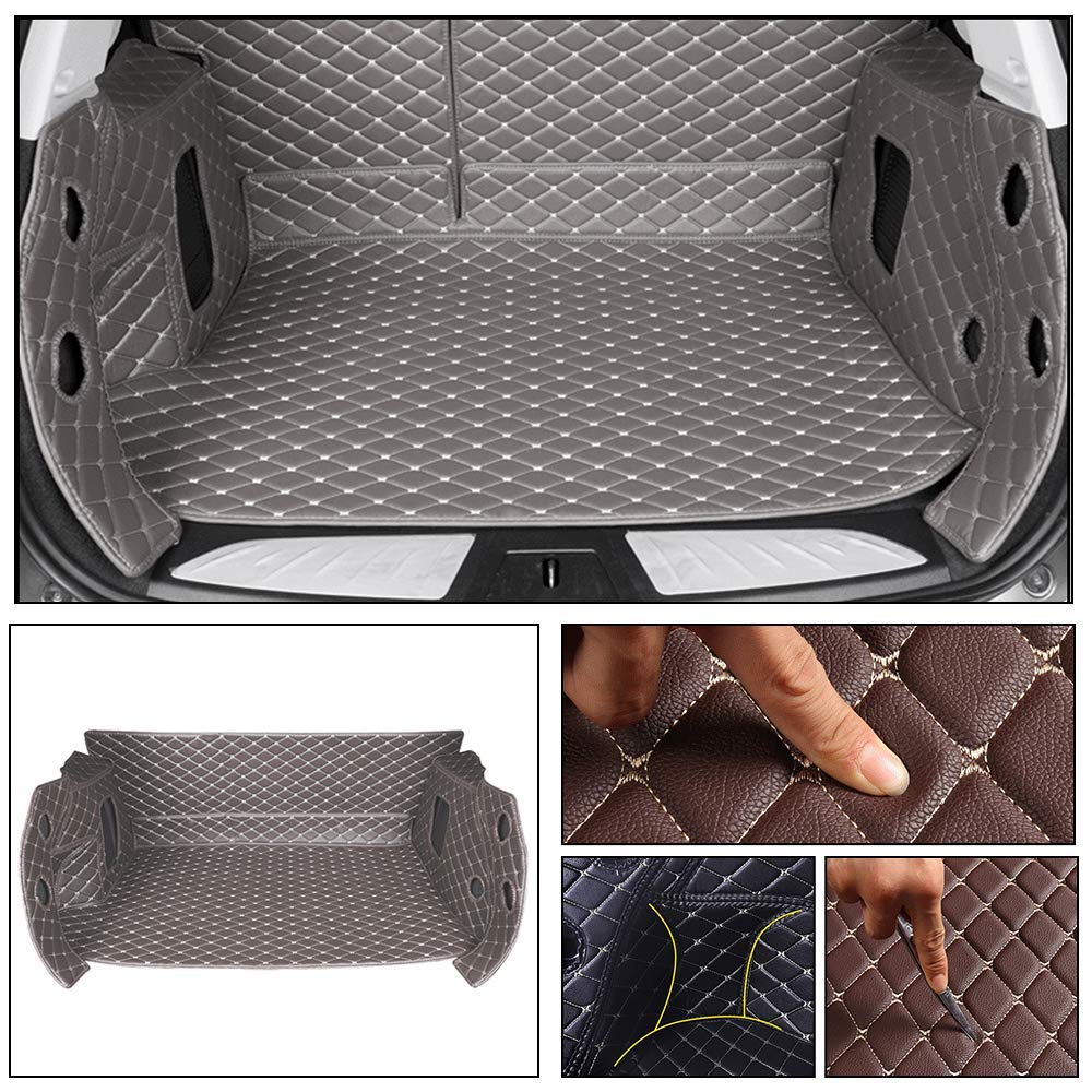 Volkswagen C-TREK 2017-2018 Custom Fit Leather Trunk Liner - Full Coverage Anti-Slip Cargo Mat Set (Gray) for Car Boot Protection & Organization